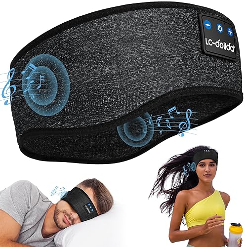 LC-dolida Casque de Sommeil Bluetooth 5.2, Masque de Sommeil avec