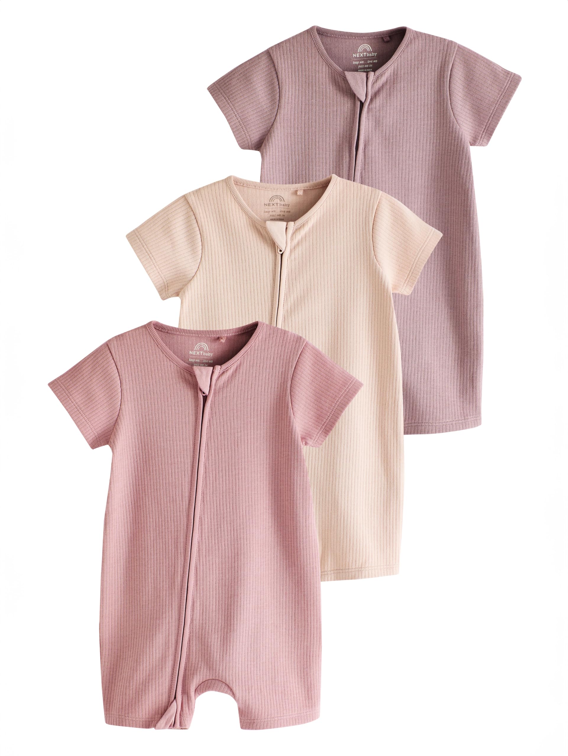 NEXT Noworodki unisex Zestaw 3 pajacyków niemowlęcych z dwukierunkowym suwakiem