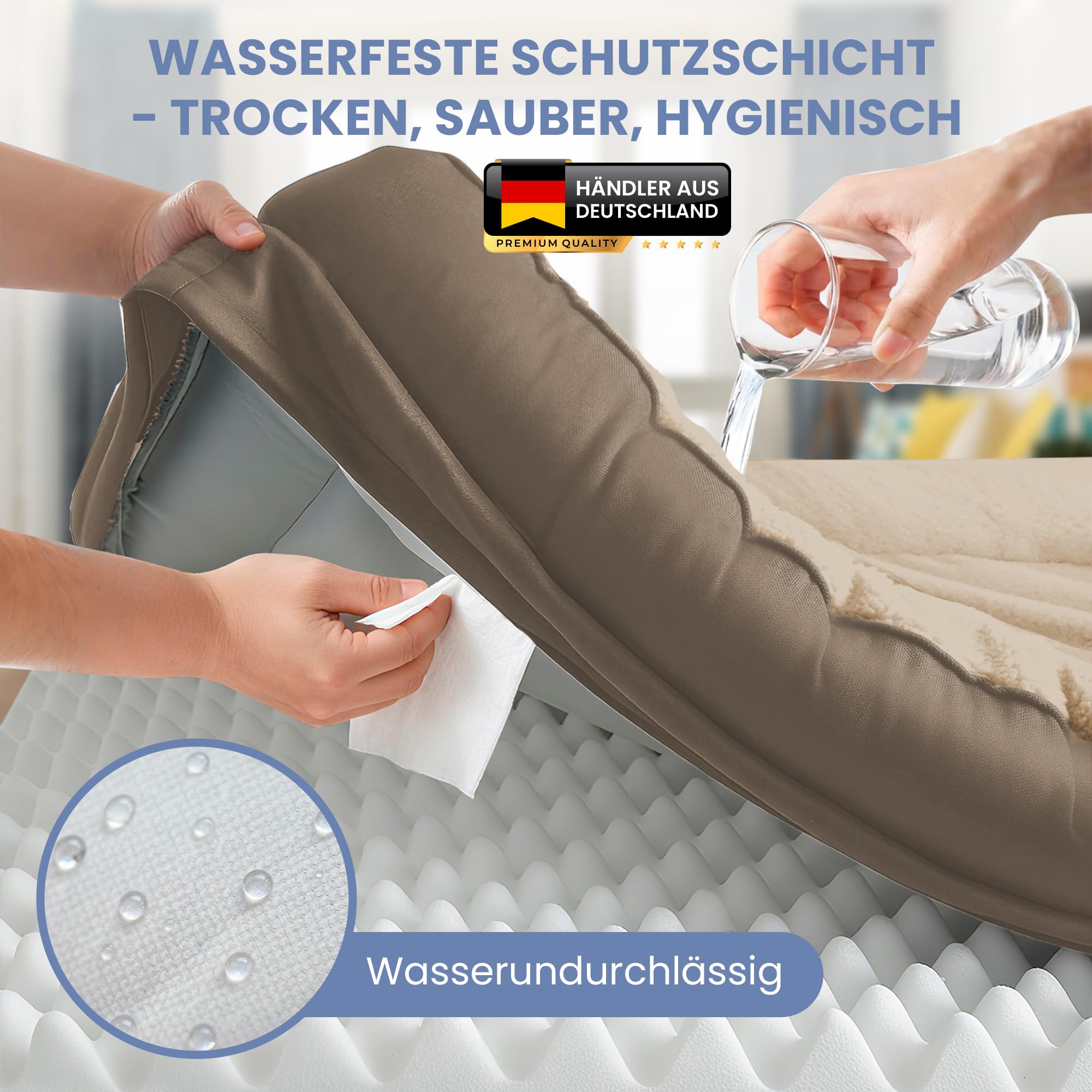 ELONEO orthopädisches Hundebett kleine Hunde - 76x51x17cm, Hundekorb mit Memory Foam, Hundematte wasserdicht und waschbar, Hundekissen, Hundematratze mit weicher Polsterung, braun