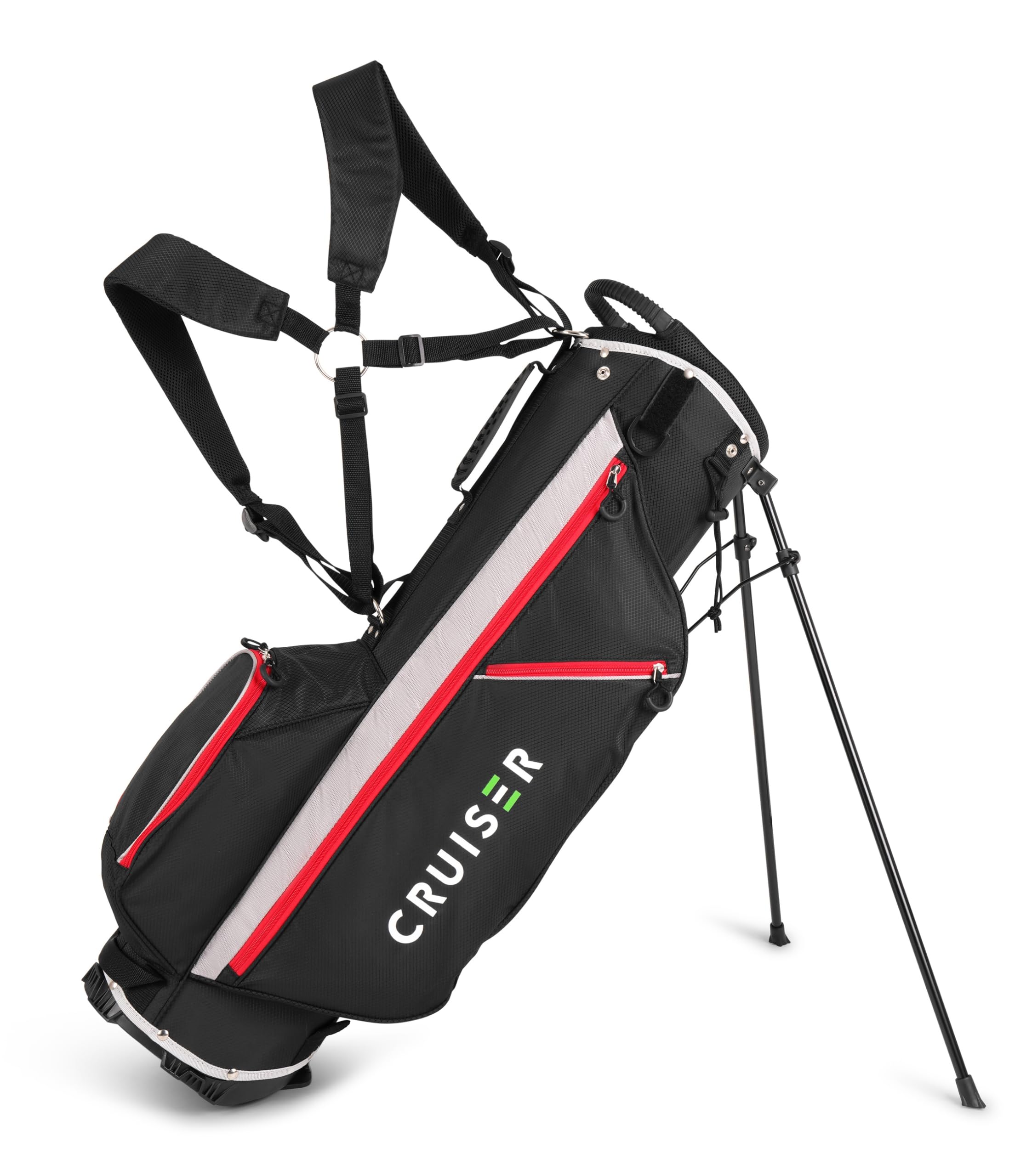 CRUISER GOLF SB2 Golf Stand Bag - Super Lightweight Carry Bag - Only 1.8kg - Padded Double Shoulder Strap - Large Accessory Pockets - Spacious 4 Way Divider Top - Red — image 1