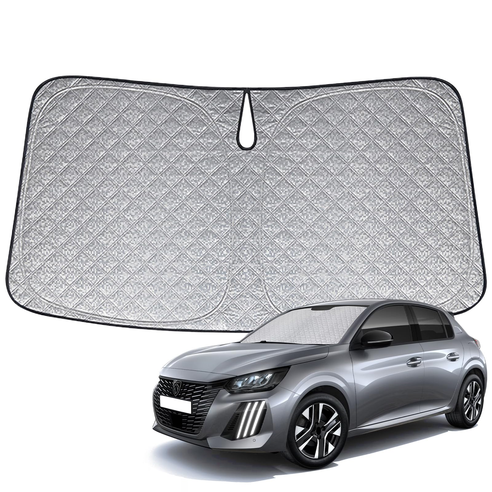 Pare-Soleil Anti-UV Pliant pour Pare-Brise Avant Remplacement pour Peugeot 208 P21 2019-2026, Pare Soleils pour Voiture à l'intérieur Pliable Couverture, Protection Anti-poussière Réfléchissante UV