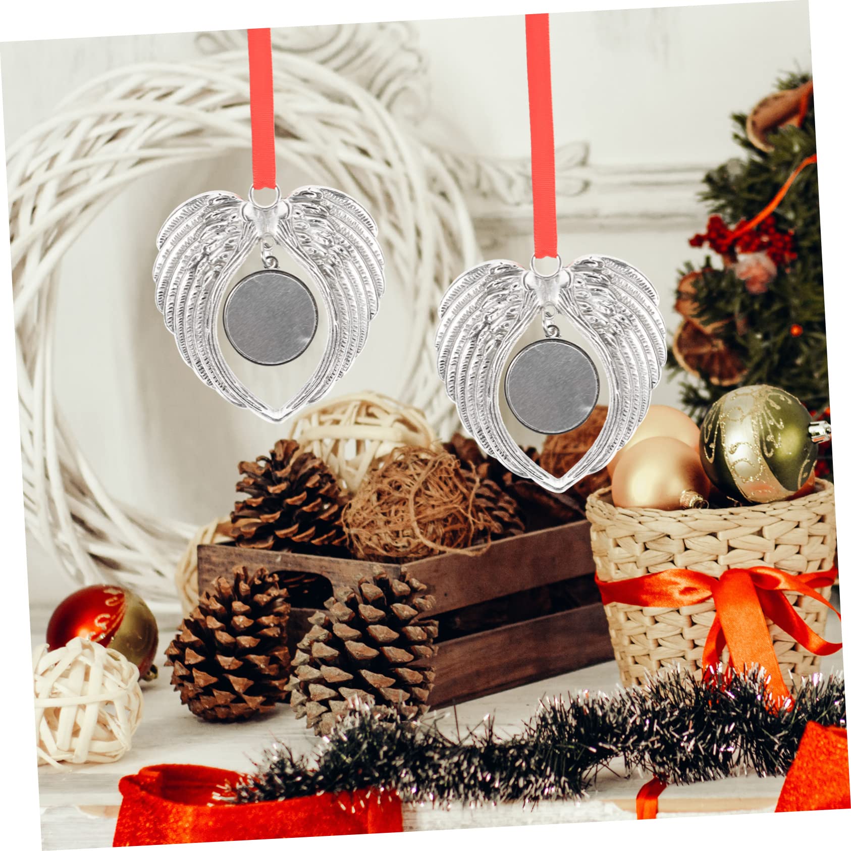 TOPBATHY 30 STK Engelsflügel Anhänger Weihnachtsfensteranhänger Urlaubsparty Liefert Gunst Weihnachtsbaumschmuck Zum Aufhängen Sublimation Personalisierter Anhänger Zinklegierung