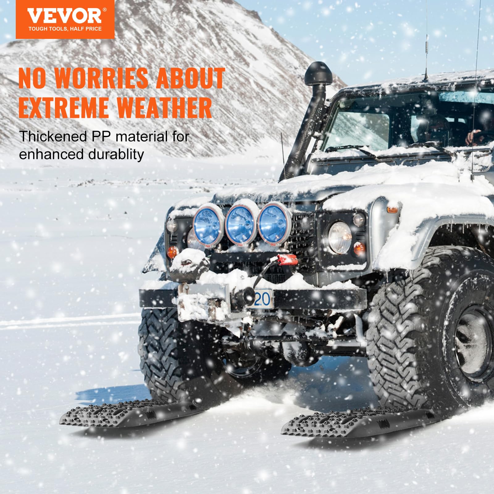 VEVOR Pannelli Trazione Materiale PP, Pannelli di Recupero per ATV/Automobili/Pickup/SUV/RV, Tappetini Trazione per Pneumatici su Neve, Sabbia, Fango e Terreno Sciolto, Borsa di Stoccaggio 2 Pezzi