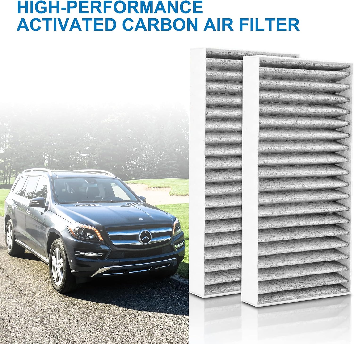 NEW 2-PC Cabin Air Filter with Activated Carbon,Triple Filtration Compatibility for Mercedes-Benz G550 GL320 GL350 GL450 GL550 ML320 ML350 ML450 ML500 ML550 ML63 AMG R320 R350 R500 R63 AMG