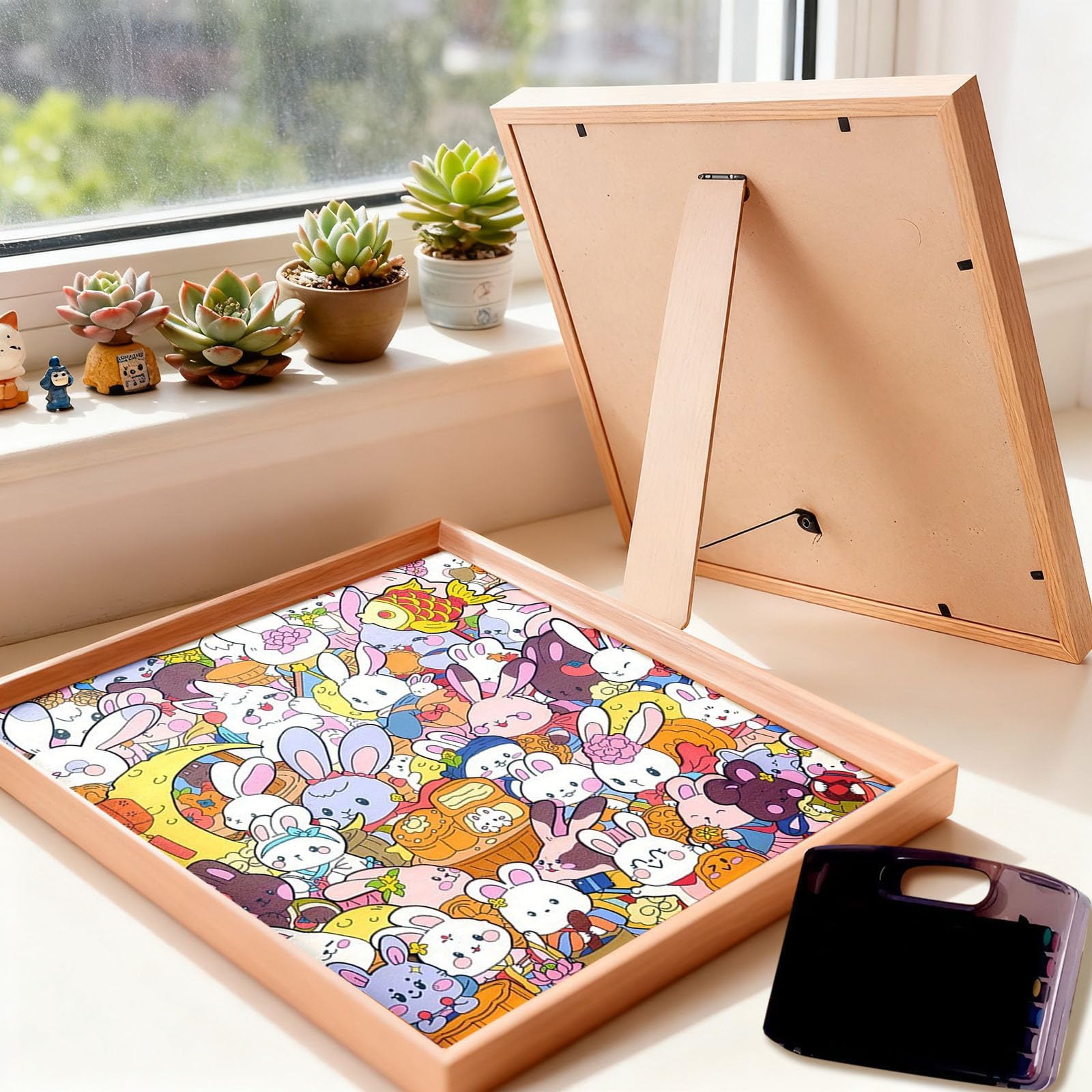 Puzzle Hasenförmiges Holzpuzzle, niedliches hasenförmiges Holzpuzzle Selbstbemalen, Bunte Hasenpuzzles für Kinder und Erwachsene, Weihnachten, Geburtstag, Ostern (6 ml)