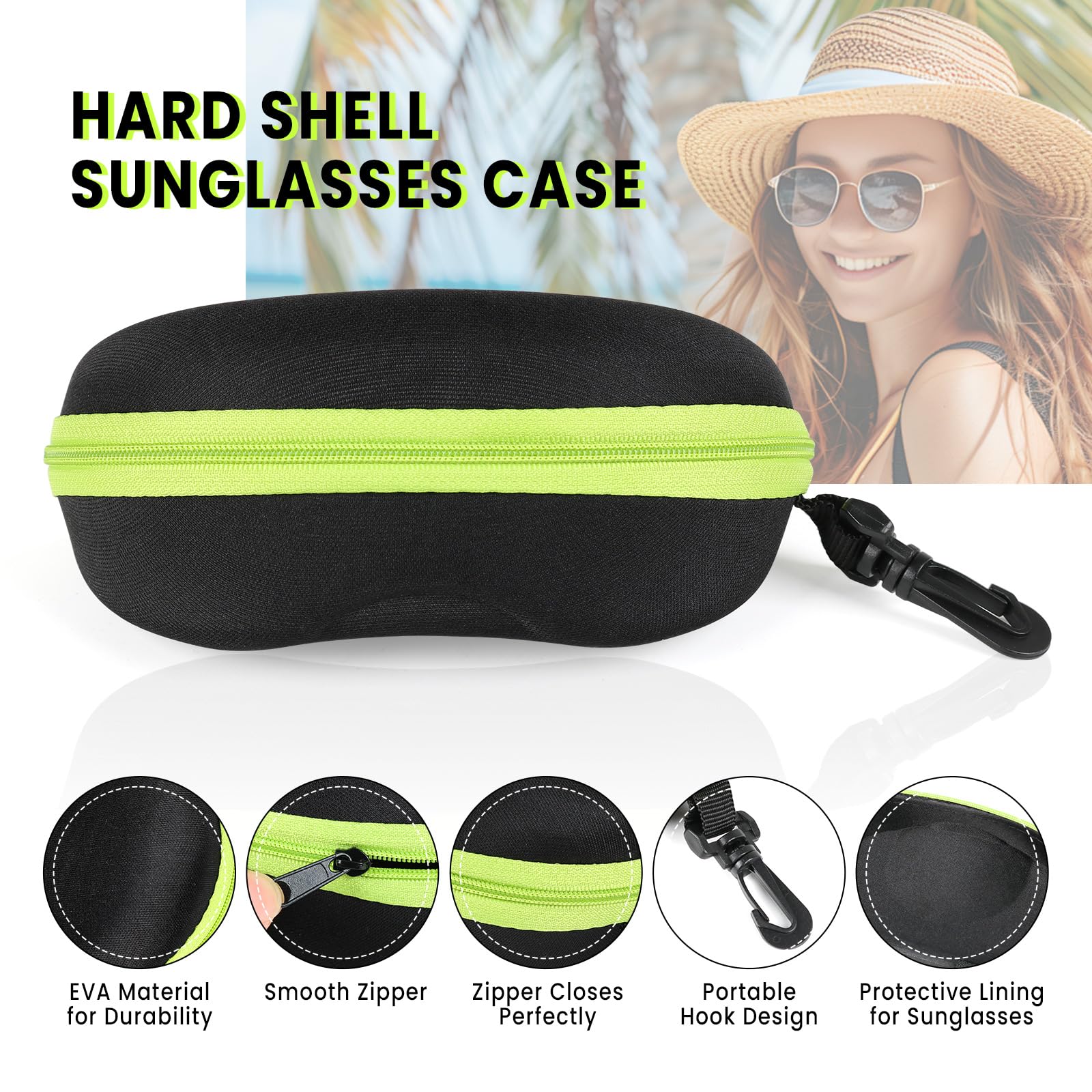 CZZYH Étui à Lunettes Souple Portable Avec Mousqueton Et Fermeture