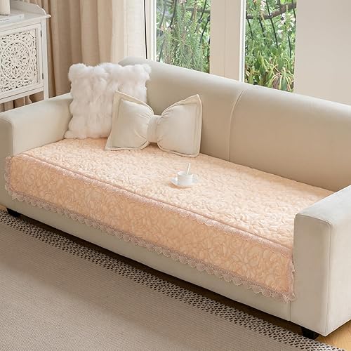 Funda de sofá lavable, funda de sofá para mascotas, funda de sofá con patrón rosa, protector de sofá para perro (marrón claro, 35.5 x 60 pulgadas)