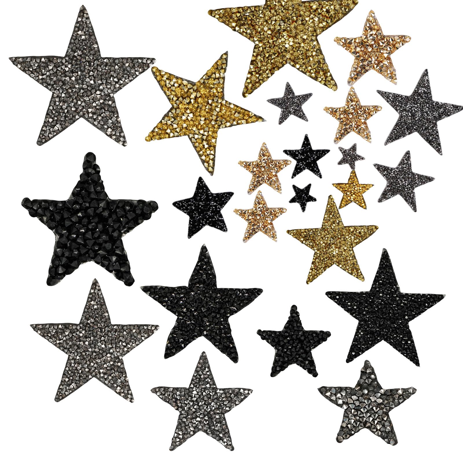 carotoe 24Pcs Rhinestones Star Iron on Patches Rhinestones Patches Appliques Clothing Repair Decoration for Jeans Fabric Resin Adhesive Star