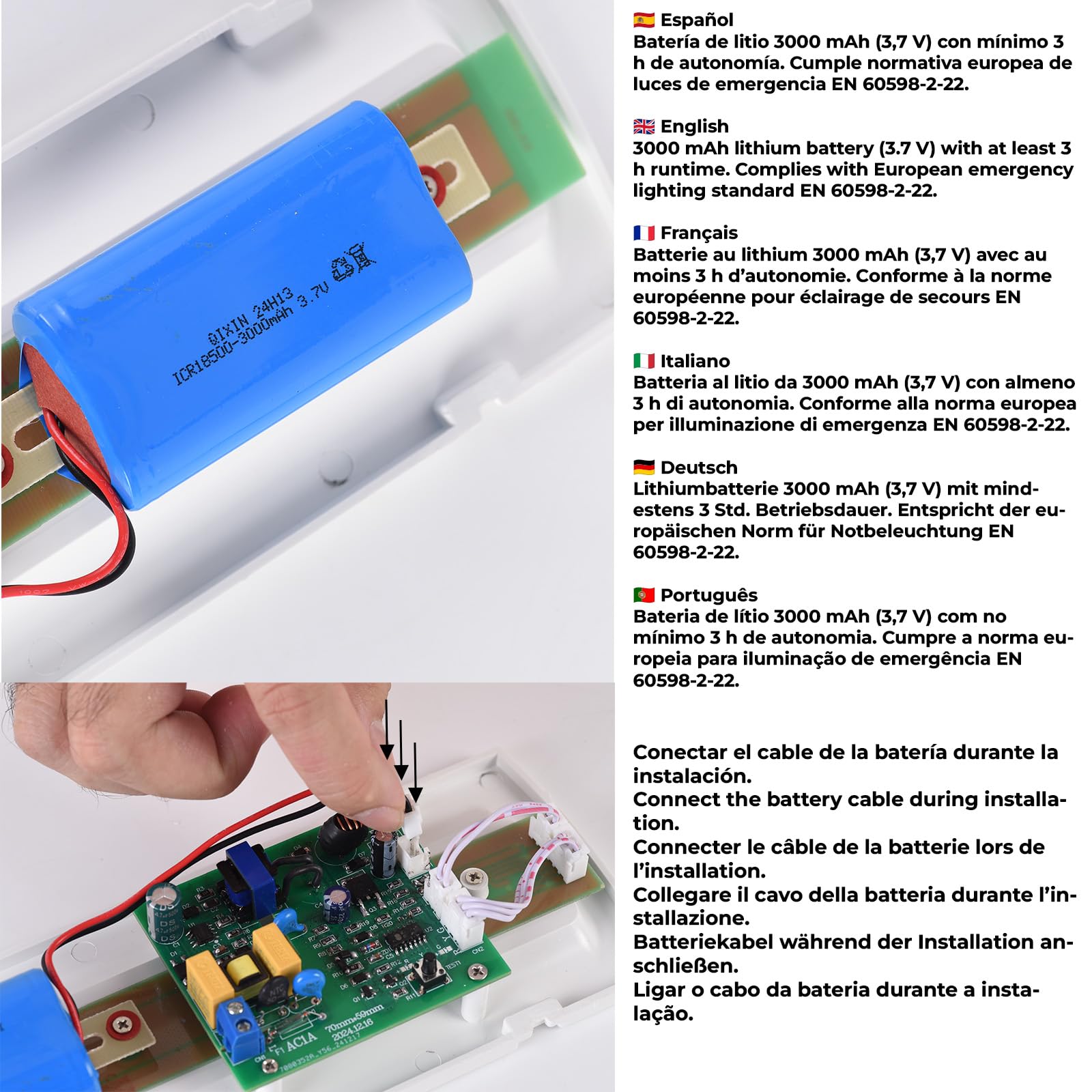 Alpinaluz Luz de Emergencia LED Estanca IP54 4W 530lm Empotrable 3h Autonomía Resistente al Agua y Polvo