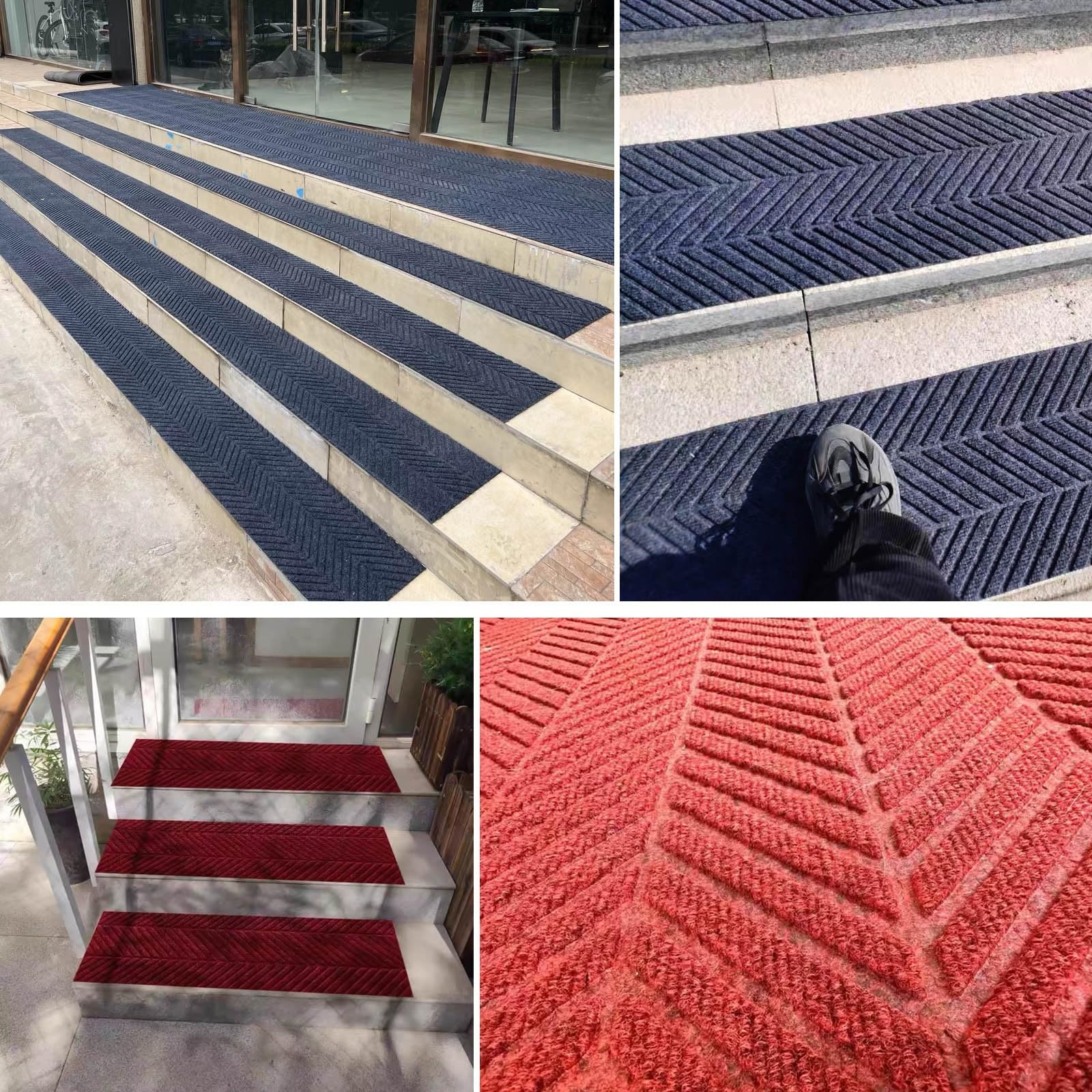 Amazon | 階段マット 青 室内 滑り止め 大きめ 玄関マット 屋外用 防音