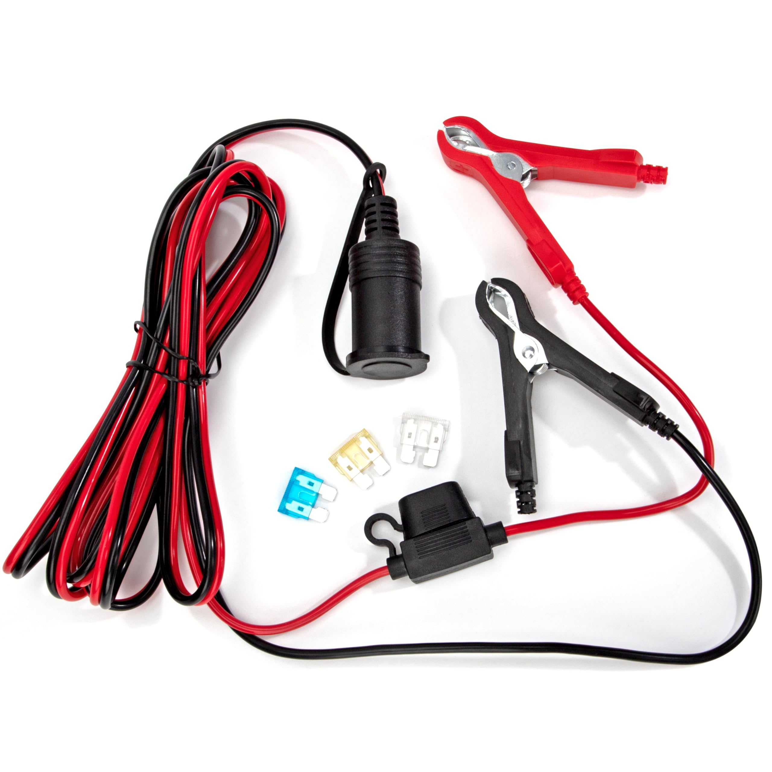 Rallonge Allume Cigare 12V Prise Allume Cigare avec Pince Batterie Voiture Câble d'Extension 3 Mètre 16AWG avec Fusible 15A/20A/25A