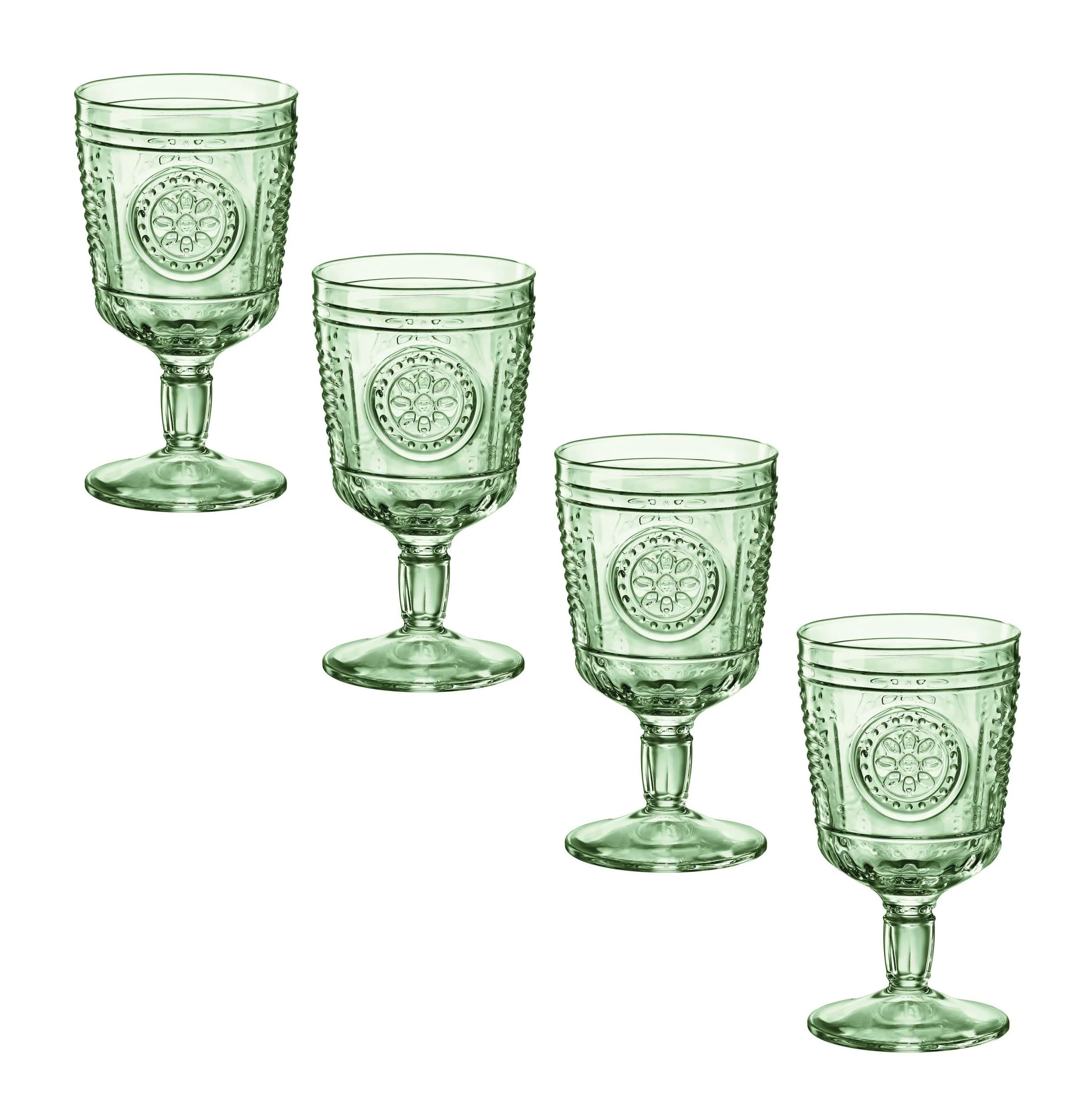 Bormioli Rocco Romantic Stemware Glass, Set of 4, 10.75 oz, Pastel Green