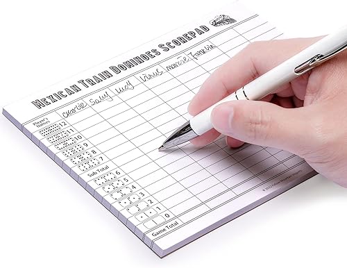 Vista 6 de Yellow Mountain Imports Cuadro de puntuación de dominó de tren mexicano - 50 hojas