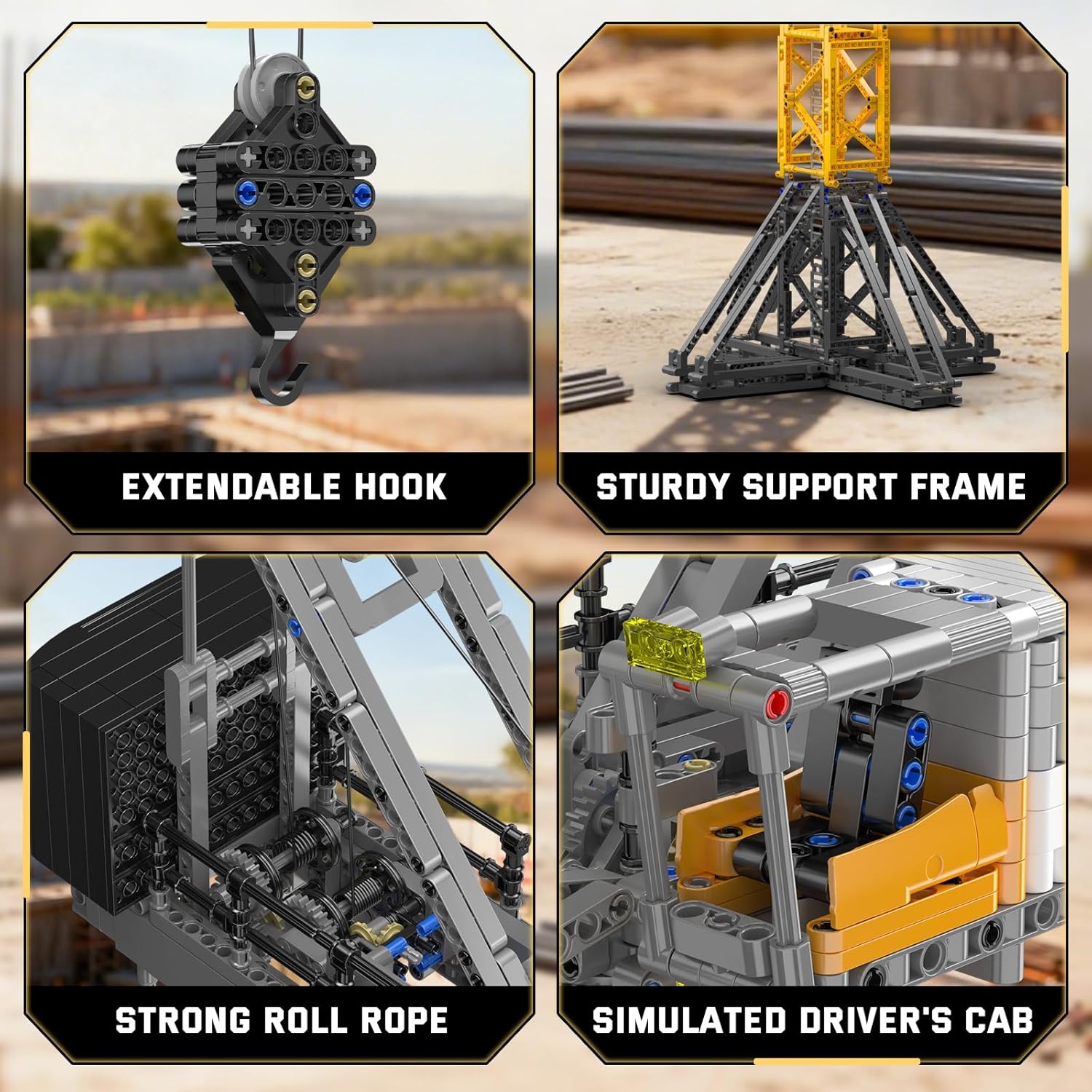 Sturdy support frame of the Mould King 17096 crane