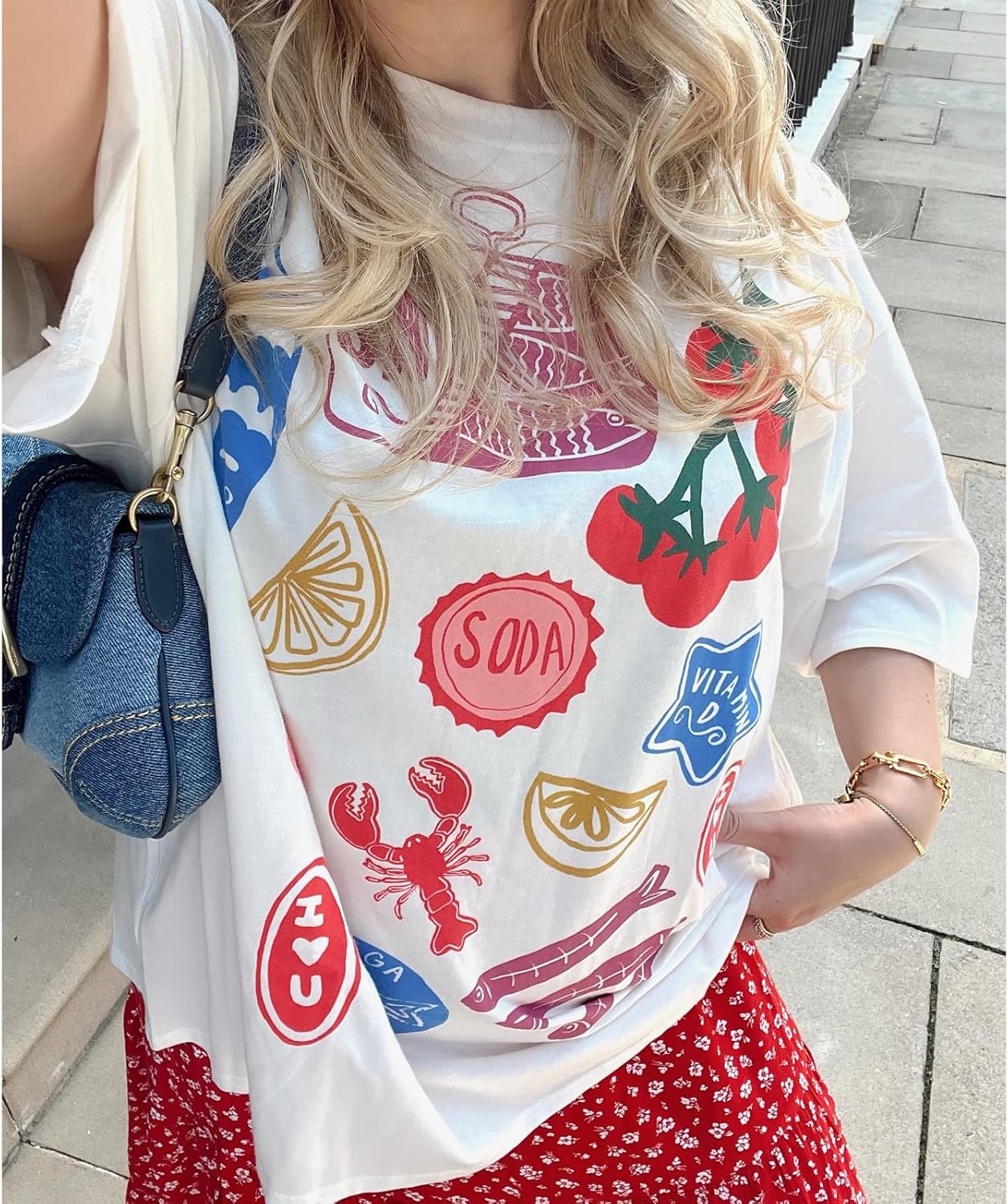 Women Y2k Oversized Summer Tops Cute Fruit Loose Fit Vintage T Shirts Crew Neck Aesthetic Graphic Short Sleeve - Image 2