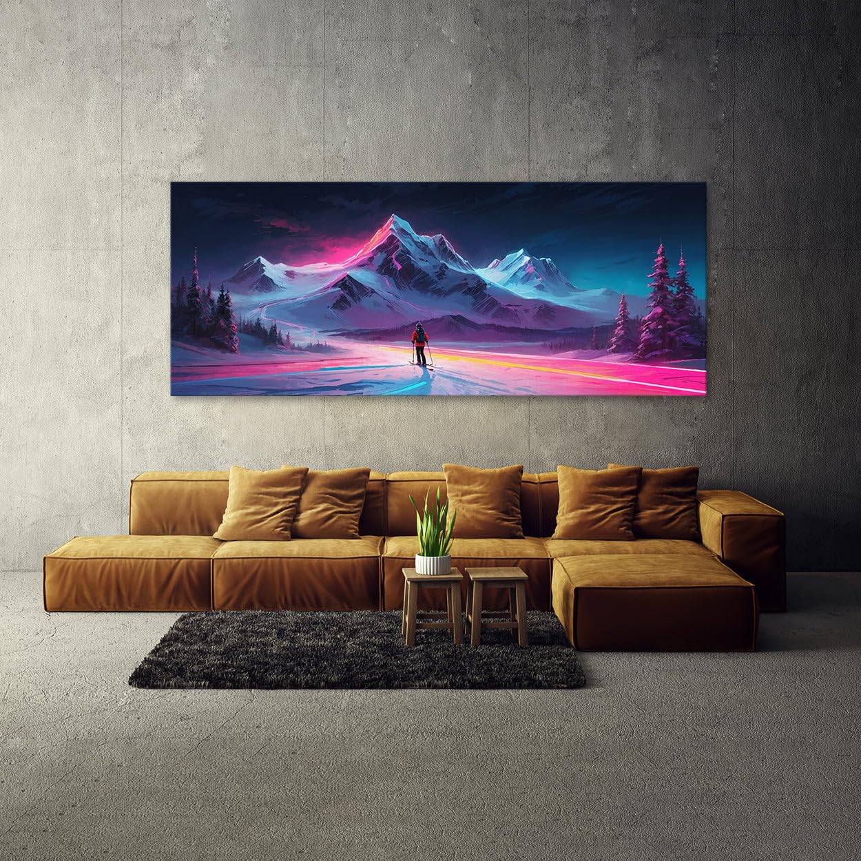 Sense Canvas Skier Electric Alpine Glide 101 - Stampa artistica da parete su tela, misura XL, 60 x 24 / 3,8 cm
