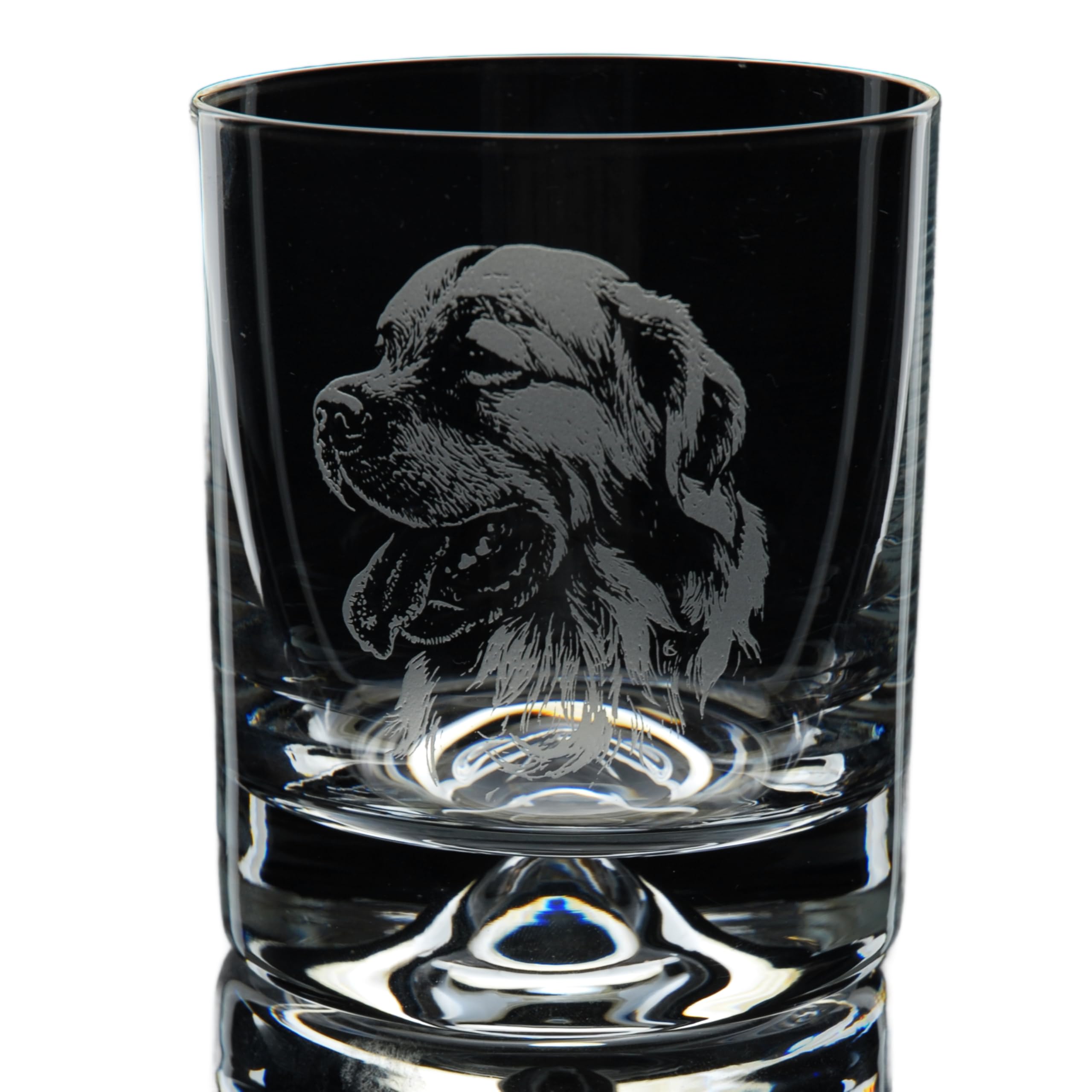 GLYPTIC Glass Art Golden Retriever Dog Head Placement Hand Etched/Engraved Whiskey Tumbler Glass