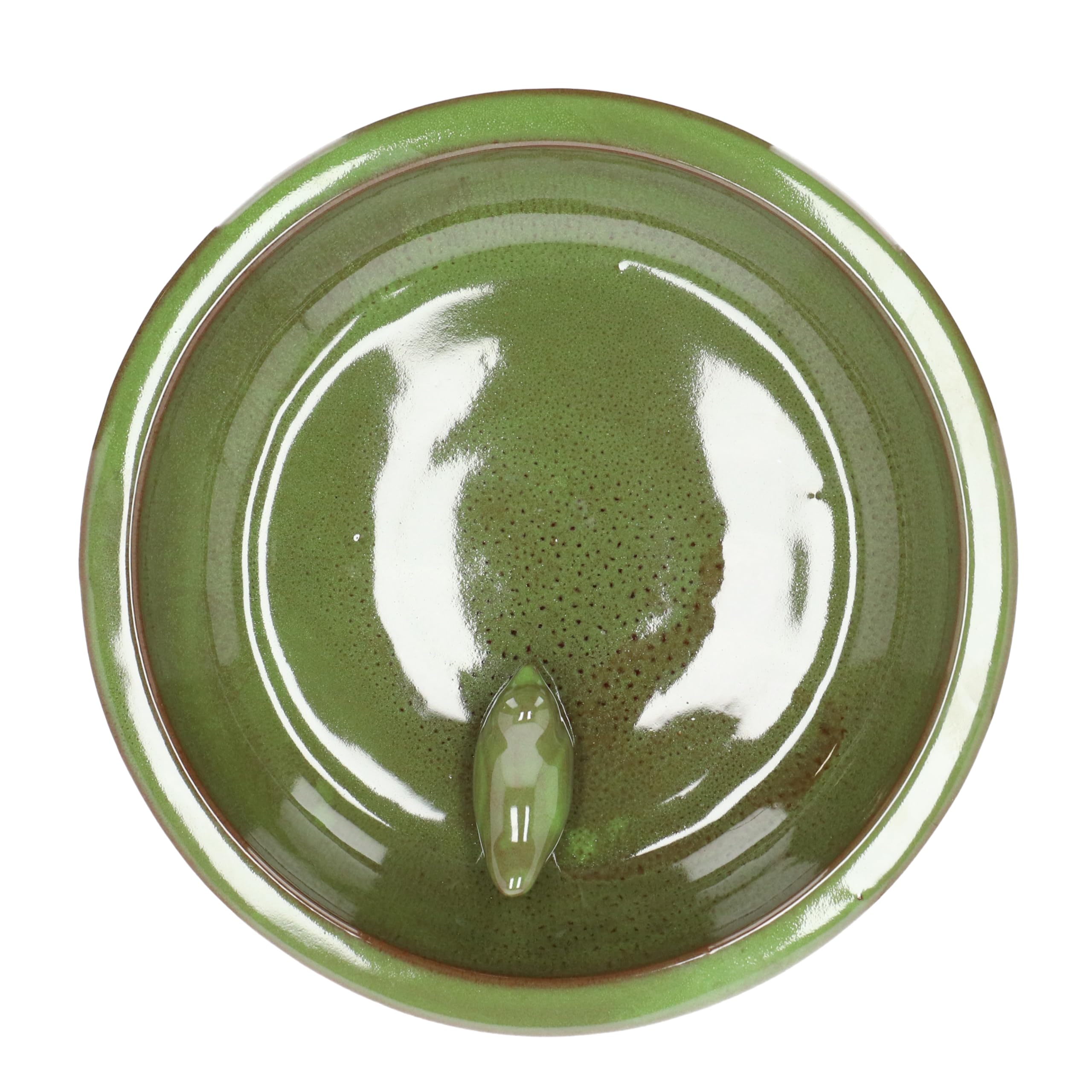 Petit Bain d'oiseau en céramique sur Pied Vert