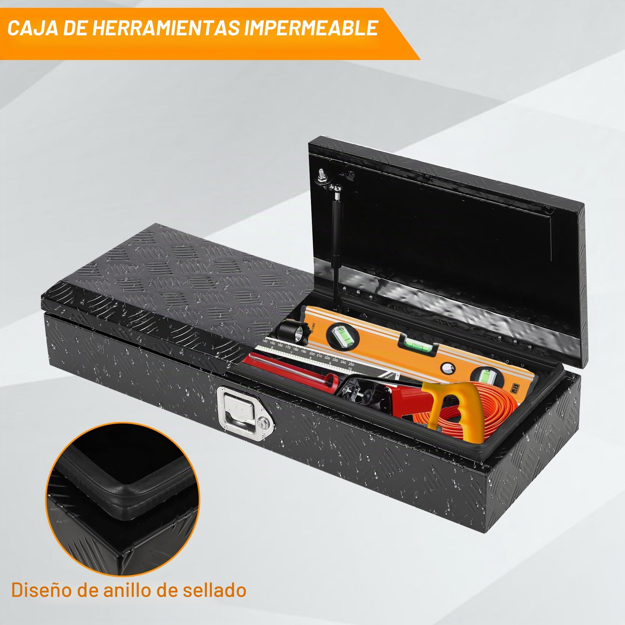 Caja De Herramientas De 30 Pulgadas Para Caja De Camioneta, Resistente, De Aluminio Con Placa De Diamante y Cerradura, Organizador Seguro Para Camionetas, Remolques