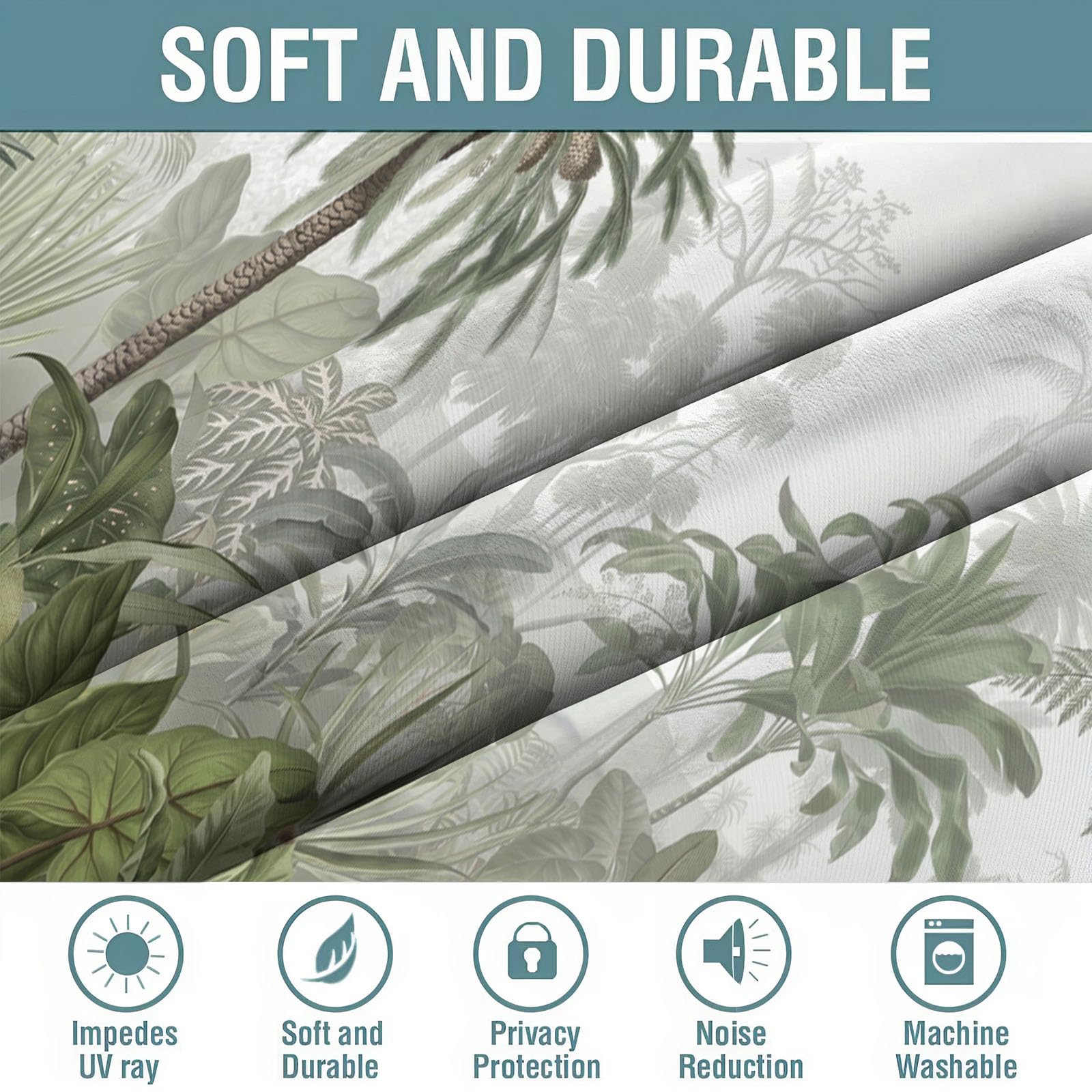 Rideaux Occultants Palmiers Monstera Deliciosa Cactus, Rideau Occultant Thermique Isolant Vert, Rideau Imprimé Style Tropical Rétro Avec Oeillets Pour Chambre, Salon, Lot De 2 Rideaux 140 X 225 cm