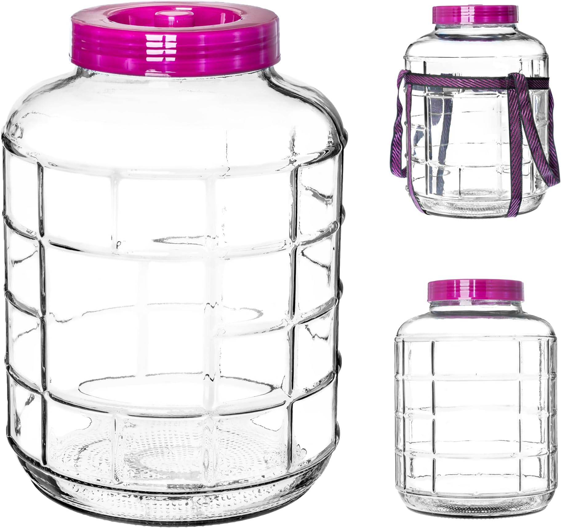 KADAX Glass Jar 5L, Large Fermentation Jar with Plastic Lid, Airlock and Wide Mouth Opening, Airtight Jar for Pickling, Preserving, Wine Container
