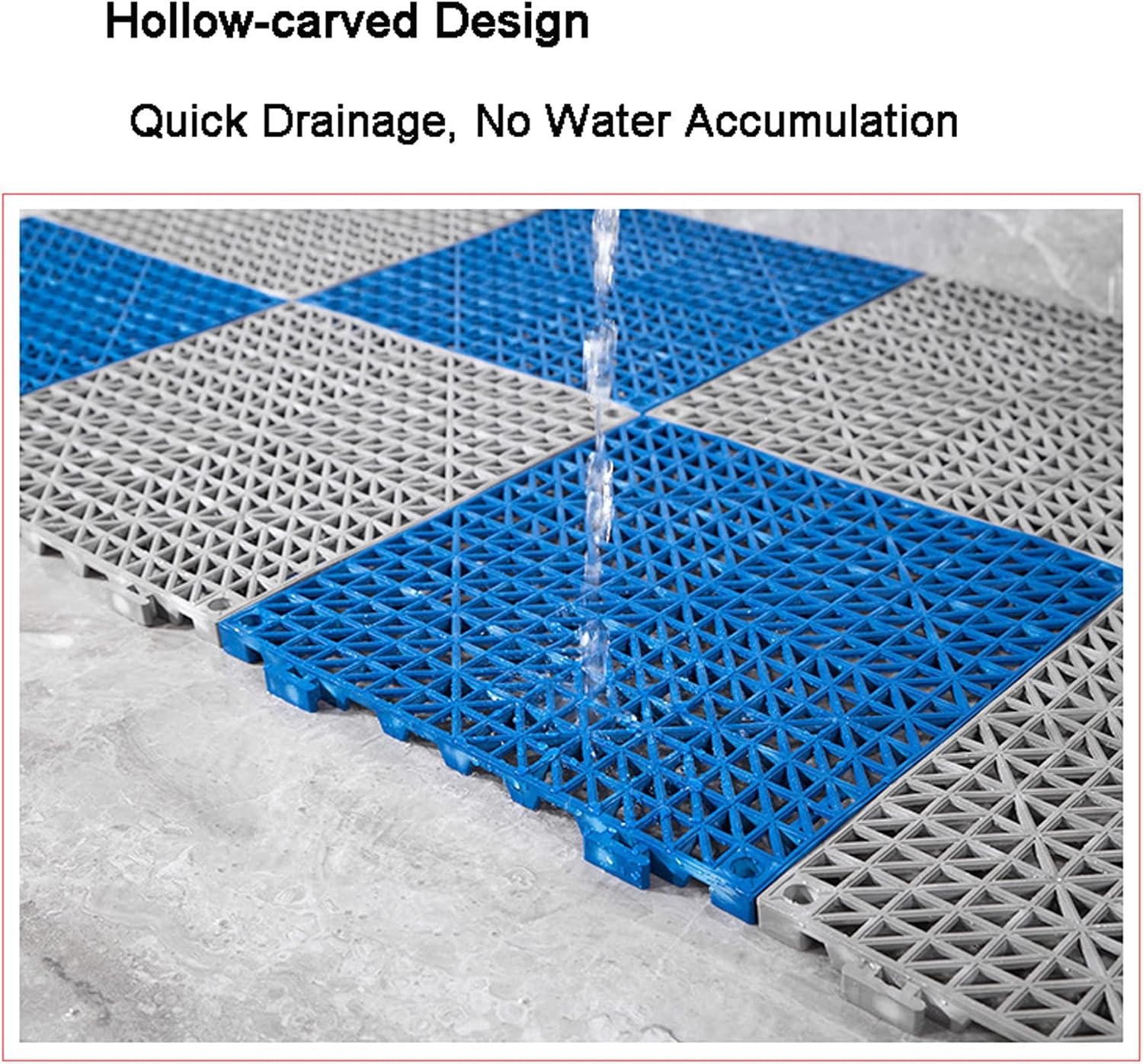 WLWLEO 12 Pack Modular Interlocking Cushion Drainage Non-Slip Floor Tiles Mats Hollow Anti Fatigue Floor Mat Outdoor Indoor Pool Patio Kitchen Bathroom Garage Pet Area Pad,Blue