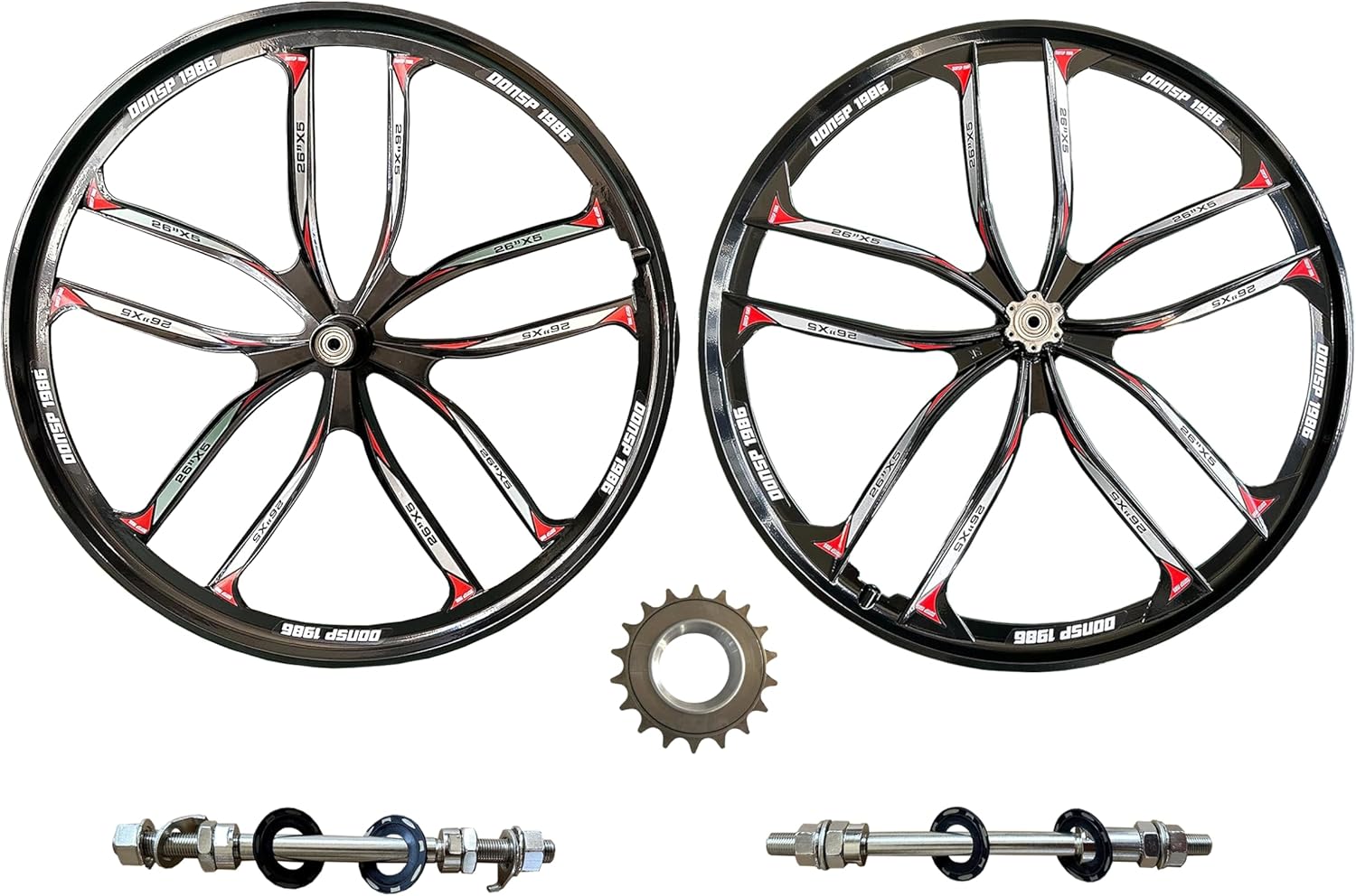 26 inch 10 Spokes Mag Wheels Set Front & Rear Rim 100x135mm & 18T Single Speed Rotary Freewheel-26 Magnesium Bike Wheelset Rim for Beach Cruisers MTB Road Bicycle
