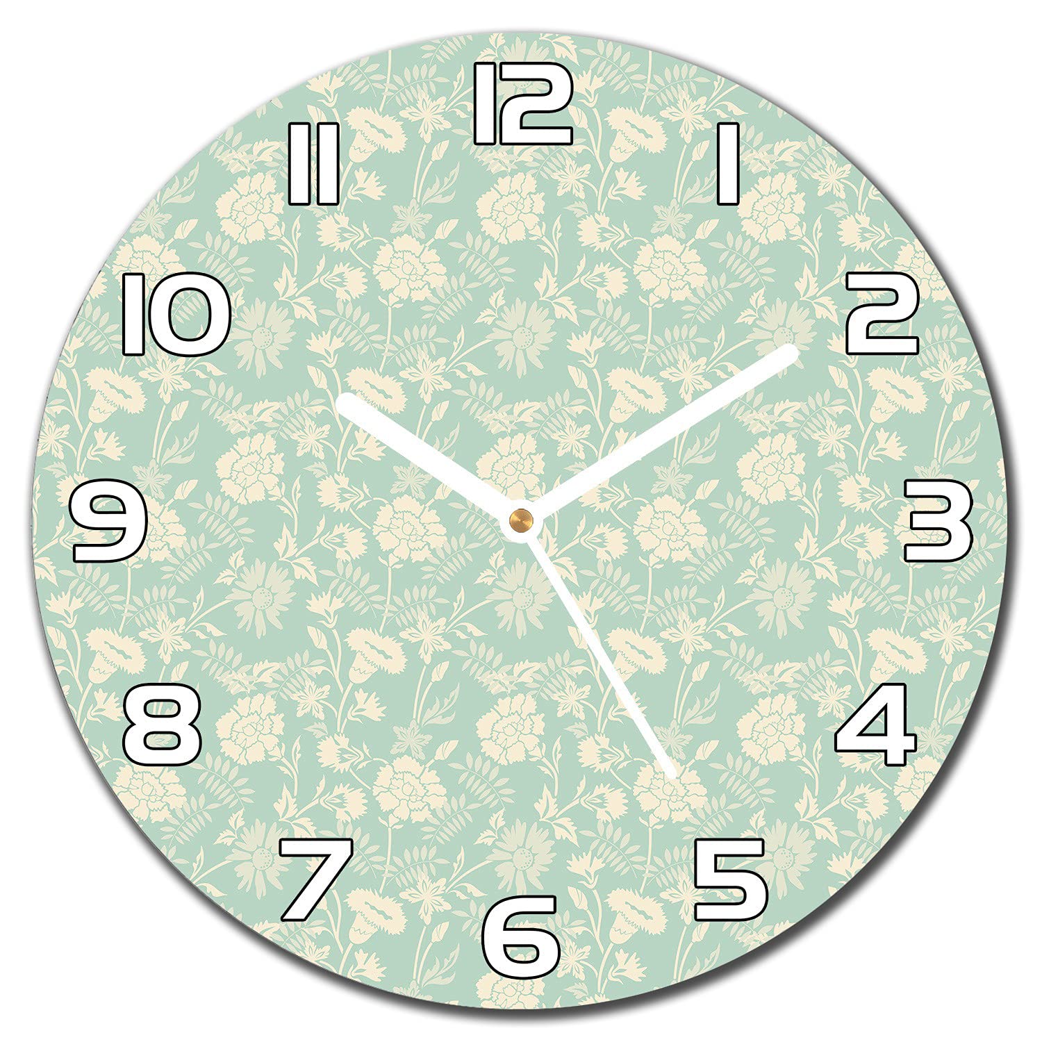 Horloge en verre 30 cm Coloray avec aiguilles blanches au motif abstrait floralgolden