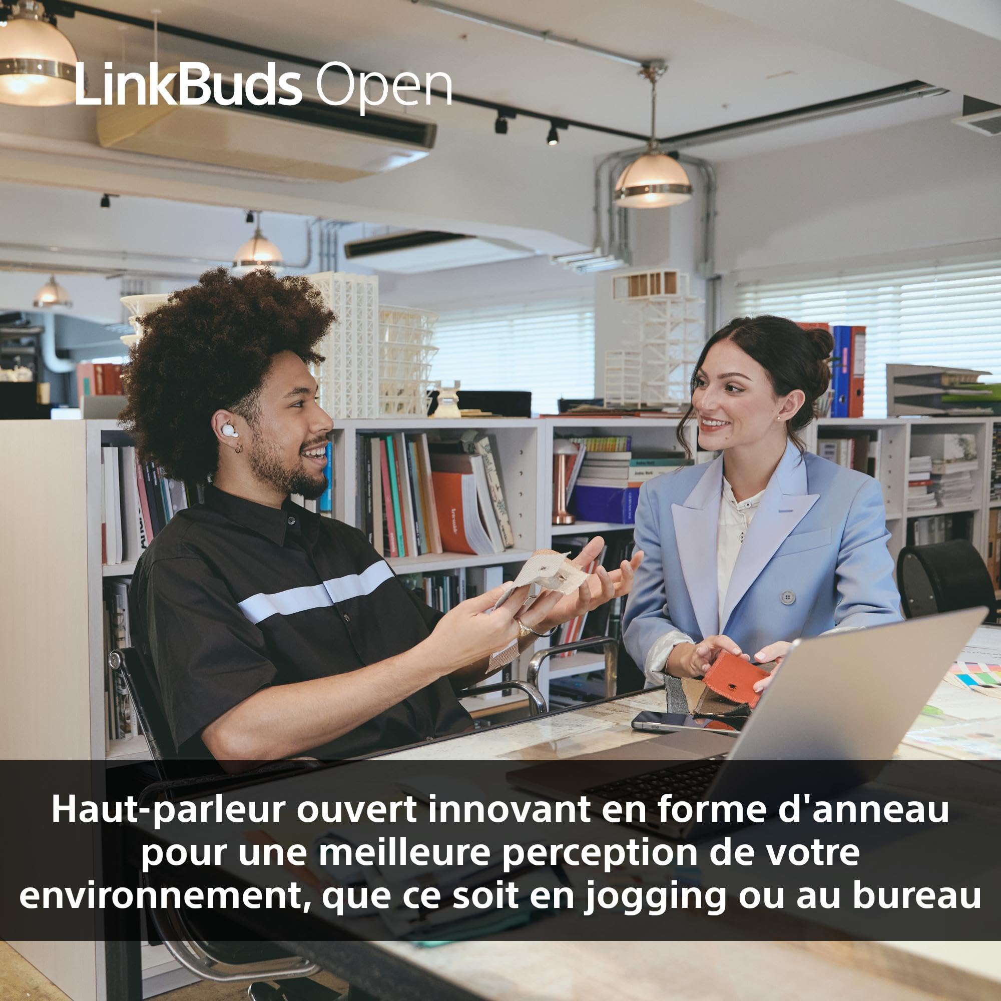 Sony LinkBuds Open - Ecouteurs Ouverts Bluetooth sans Fil - Son Transparent, Confortables, 4, 8g, Haute qualité sonore, IPX4, Connexion multipoint, Batterie 22h, iOS et Android - Blanc