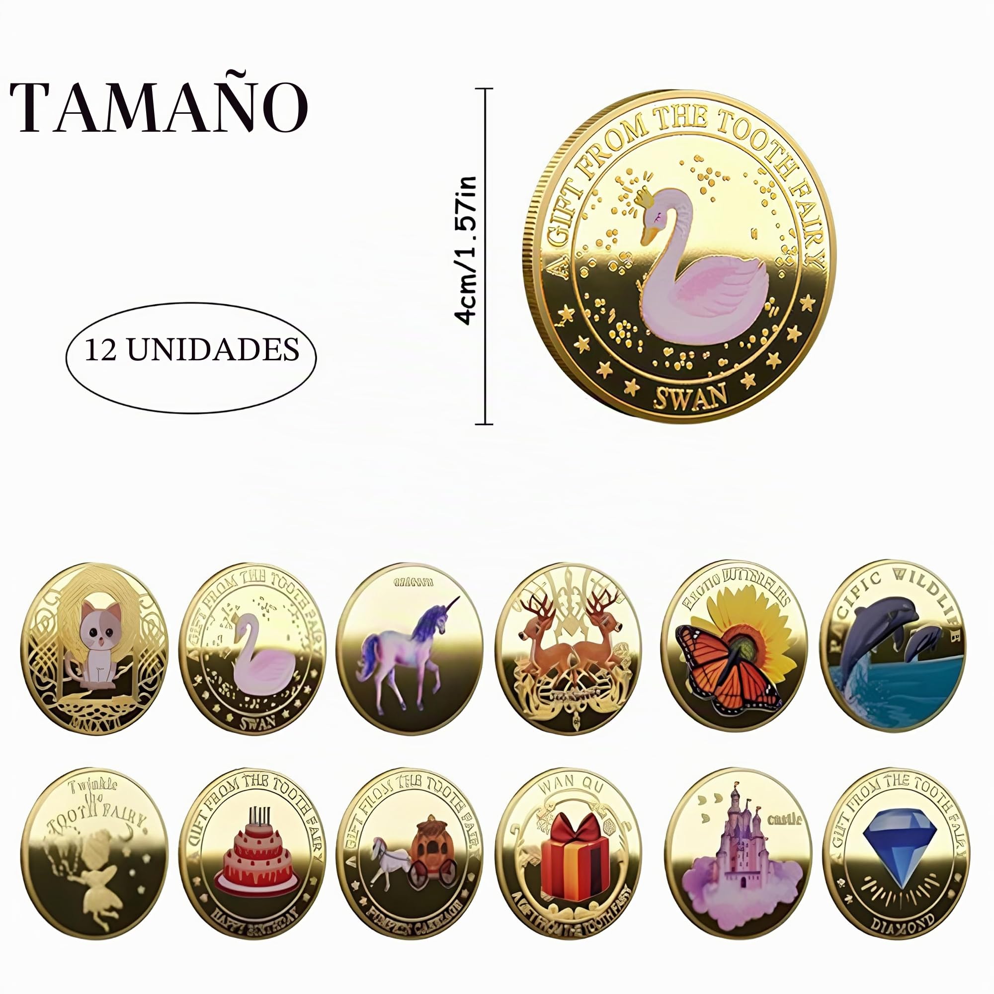 12 Piezas Monedas De Hadas De Dientes, Pérez Con Diferentes Estampados Moneda De Hada De Los Dientes, Tooth Fairy Coin, Hada De Los Dientes Monedas, Regalos Para Diente Perdido