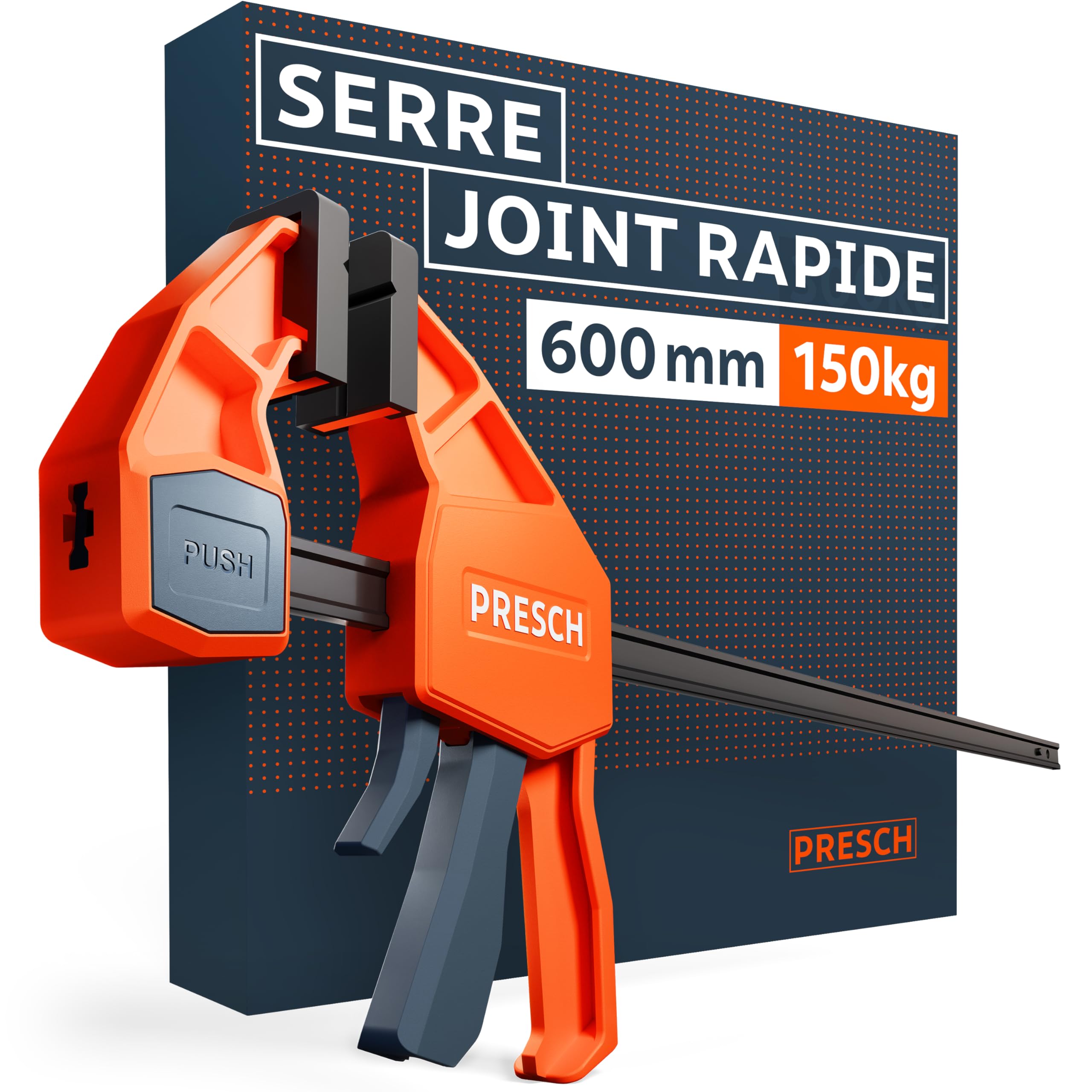 Serre-joint rapide Presch 600mm avec écartement et force 150kg
