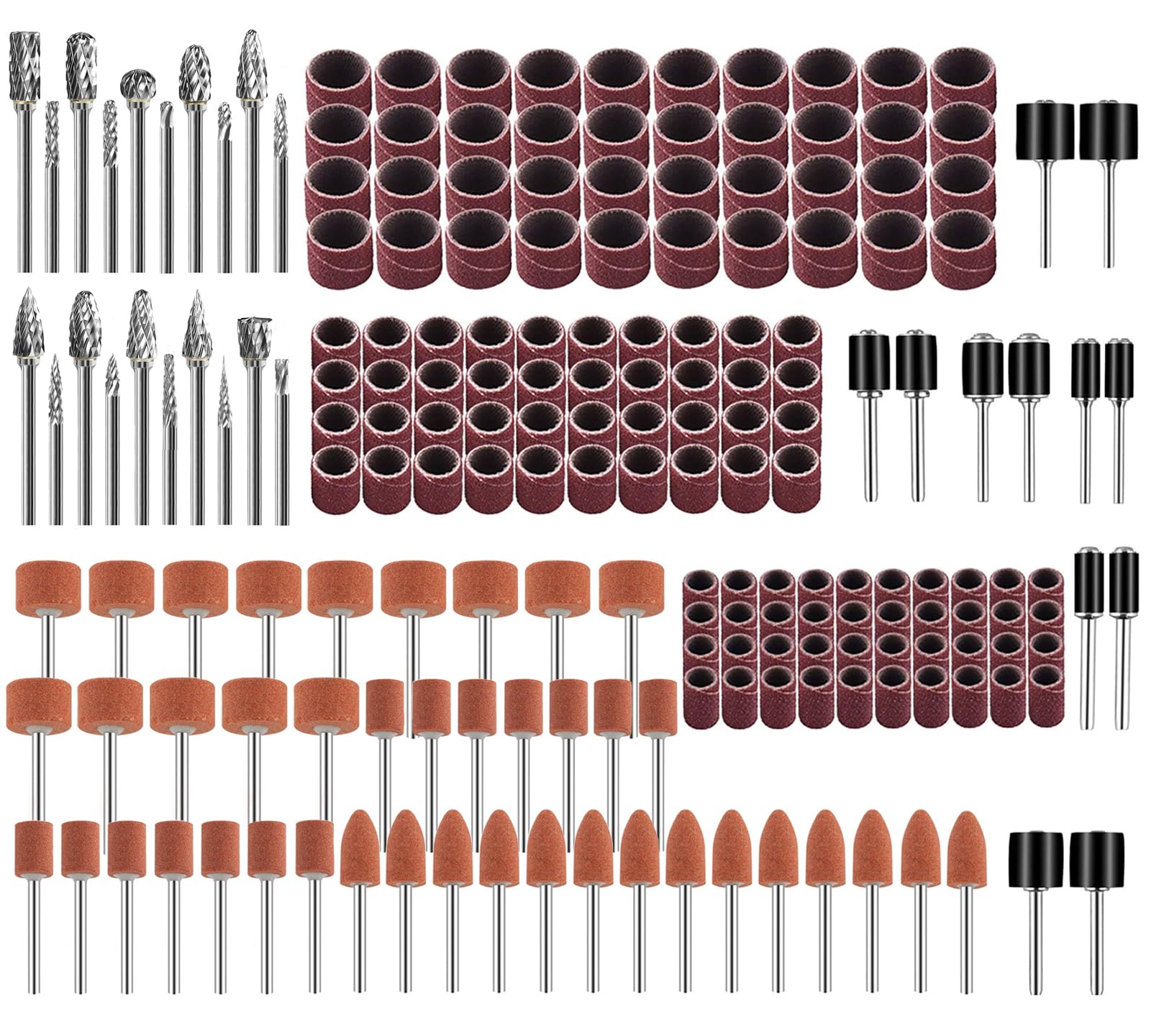 Tungsten Carbide Burr, Sanding Drums & Grinding Stone Set, 194 Pcs