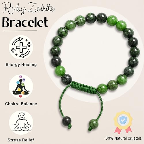 Vista 576 de Amazing Gemstone Yaxaite Bracelet for Women Men's Gifts - Protection Healing Crystal Bracelet - 8mm Gemstone Beaded Adjustable Bracelet Pulseras