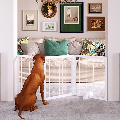 JSB Puerta para perros extra ancha de 72 pulgadas de alto, puerta independiente para pasillos, escaleras y hogar, cerca de seguridad para perros con