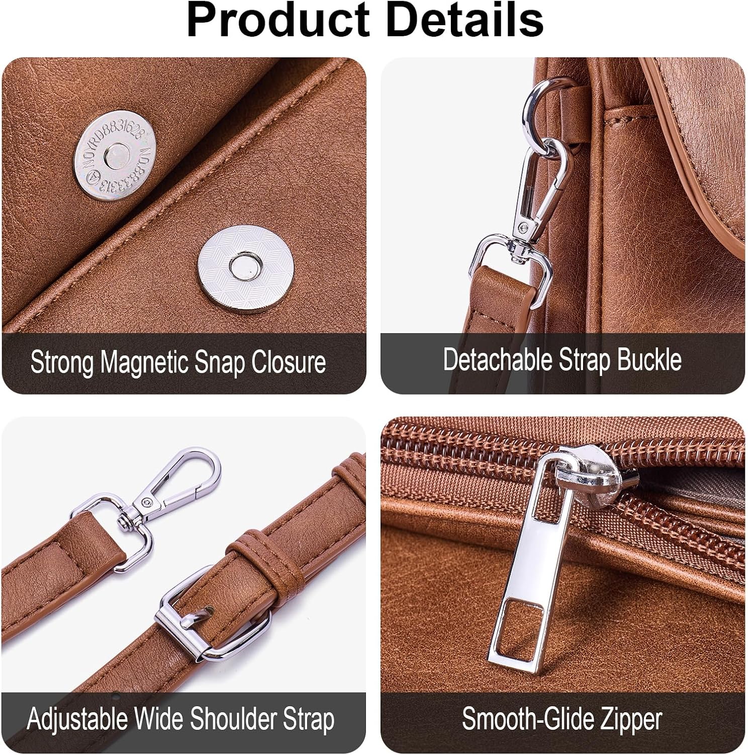 Crossbody Bags for Women Vegan Leather Travel Small Cell Phone Purse Rfid Shoulder Bag with 2 Straps