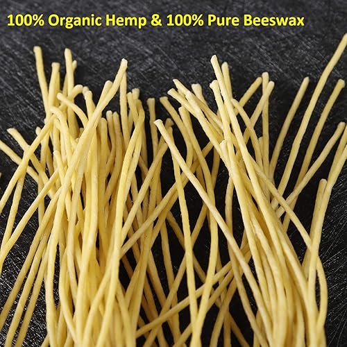 Miniatura 2 de MILIVIXAY Mecha de cáñamo de 8 pulgadas, 100 mechas de vela de cáñamo, preenceradas con cera de abeja 100% natural y mechas de cera de abeja para