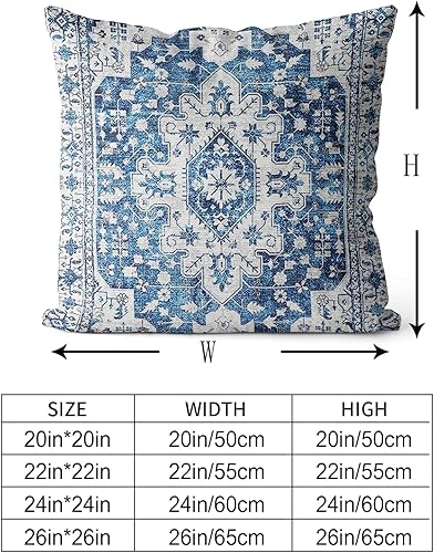 Miniatura 3 de Snycler Juego de 2 fundas de cojín bohemias de 24 x 24 pulgadas, alfombra azul de Mónaco, alfombra persa de doble cara, de algodón, suave, fundas de