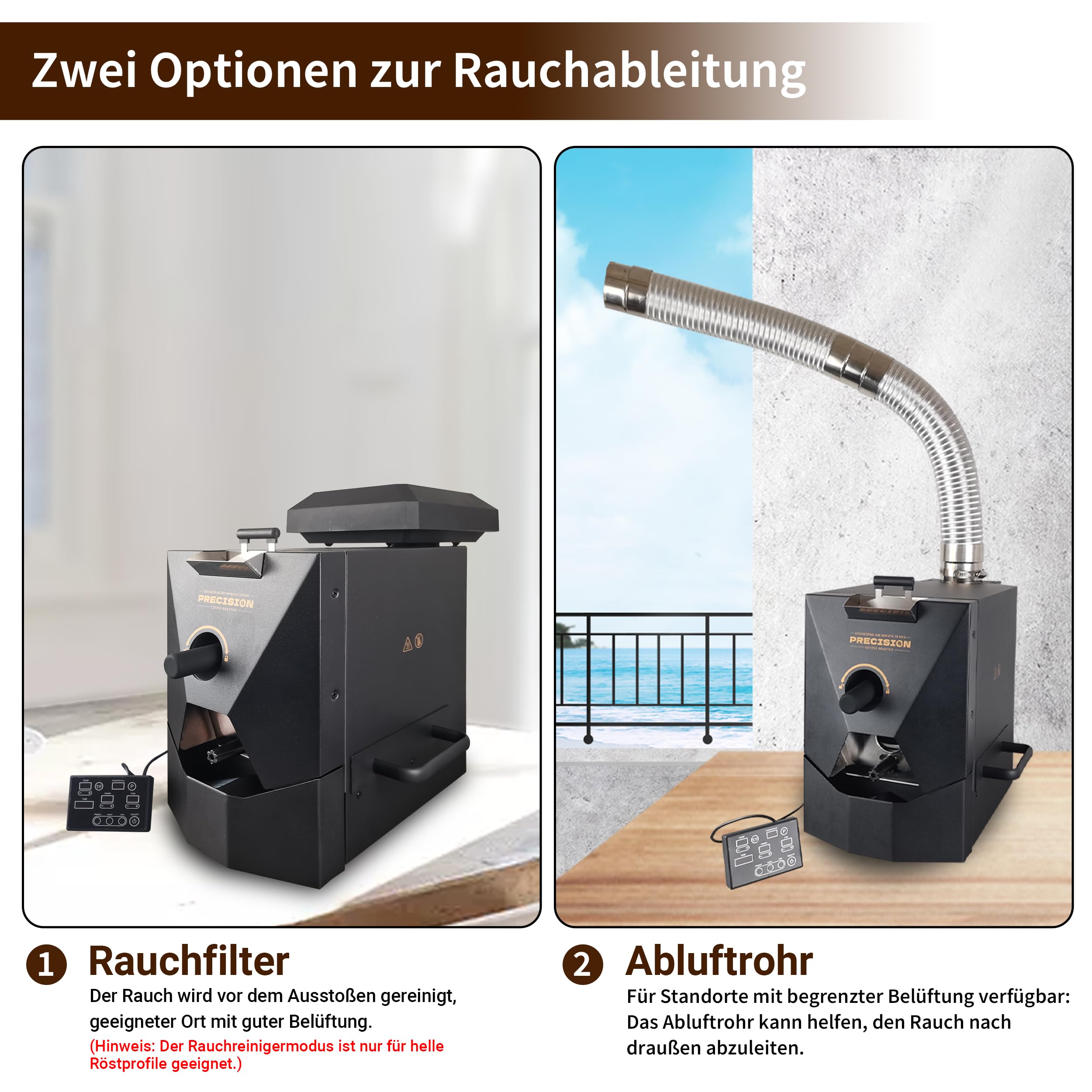 500g Elektrische Kaffeeröstmaschine – Ideal für den Heimgebrauch. Ausgestattet mit intelligenter Automatik, 9 voreingestellten Röstprofilen, manuellem Modus, Spreuabsaugsystem und Kühlfunktion