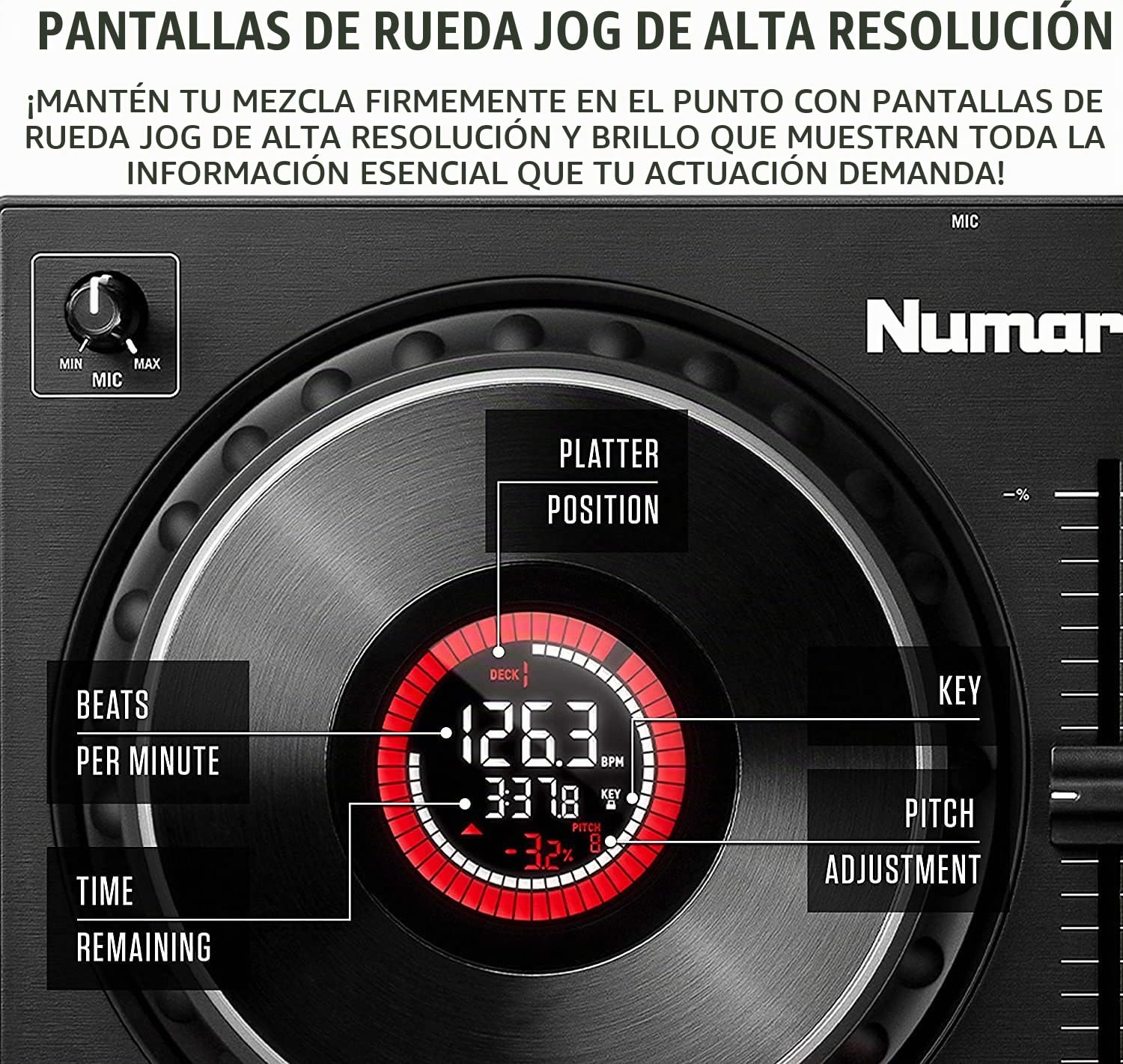 Numark Mixtrack Platinum FX + HF125 – Controlador DJ de 4 secciones para Serato DJ con mezclador DJ e interfaz de audio + Auriculares de DJ Profesionales
