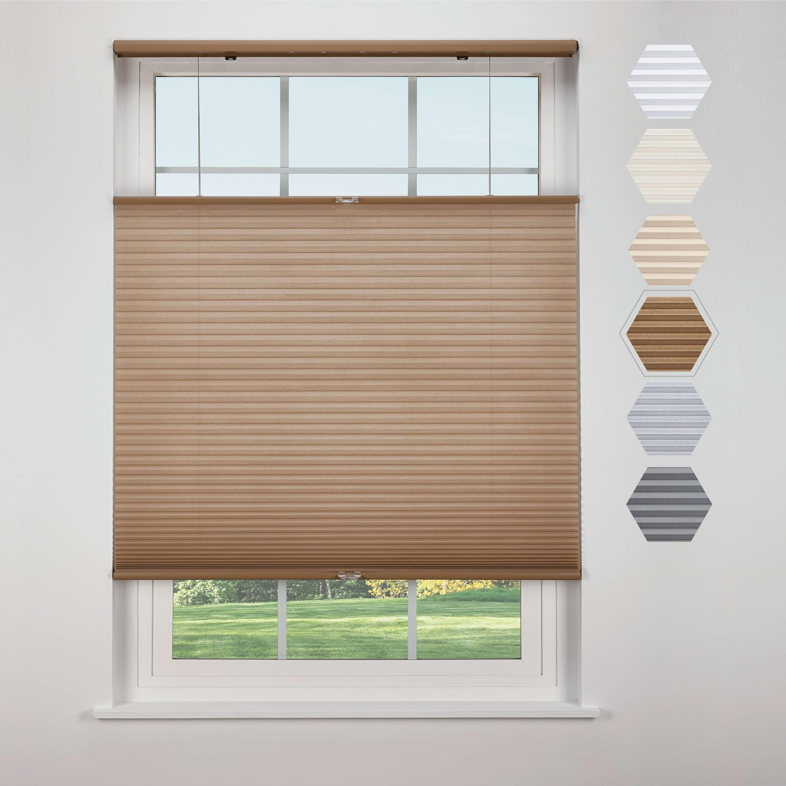 Linen Avenue Cordless Cellular Top Down Bottom Up Light Filtering Shade 31 3/4 W x 66 H, Harvest (Arrives 1/4" Narrower)