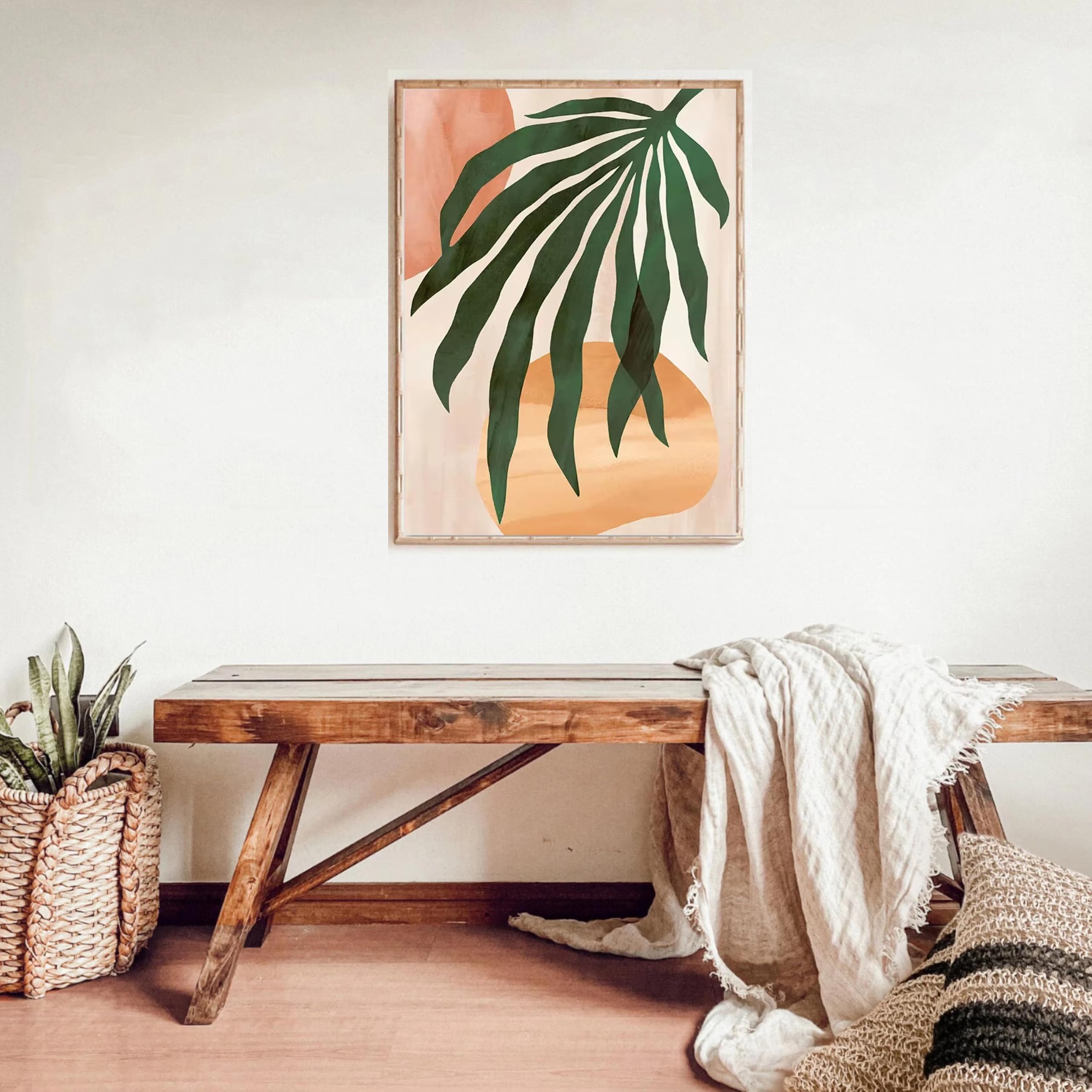 DFZEWKI Wall Art Boho Abstract Mountain Sun Vase Leaves Plant Canvas Painting Nordic and Prints Decor(60x80cm(24x31in)/No frame)