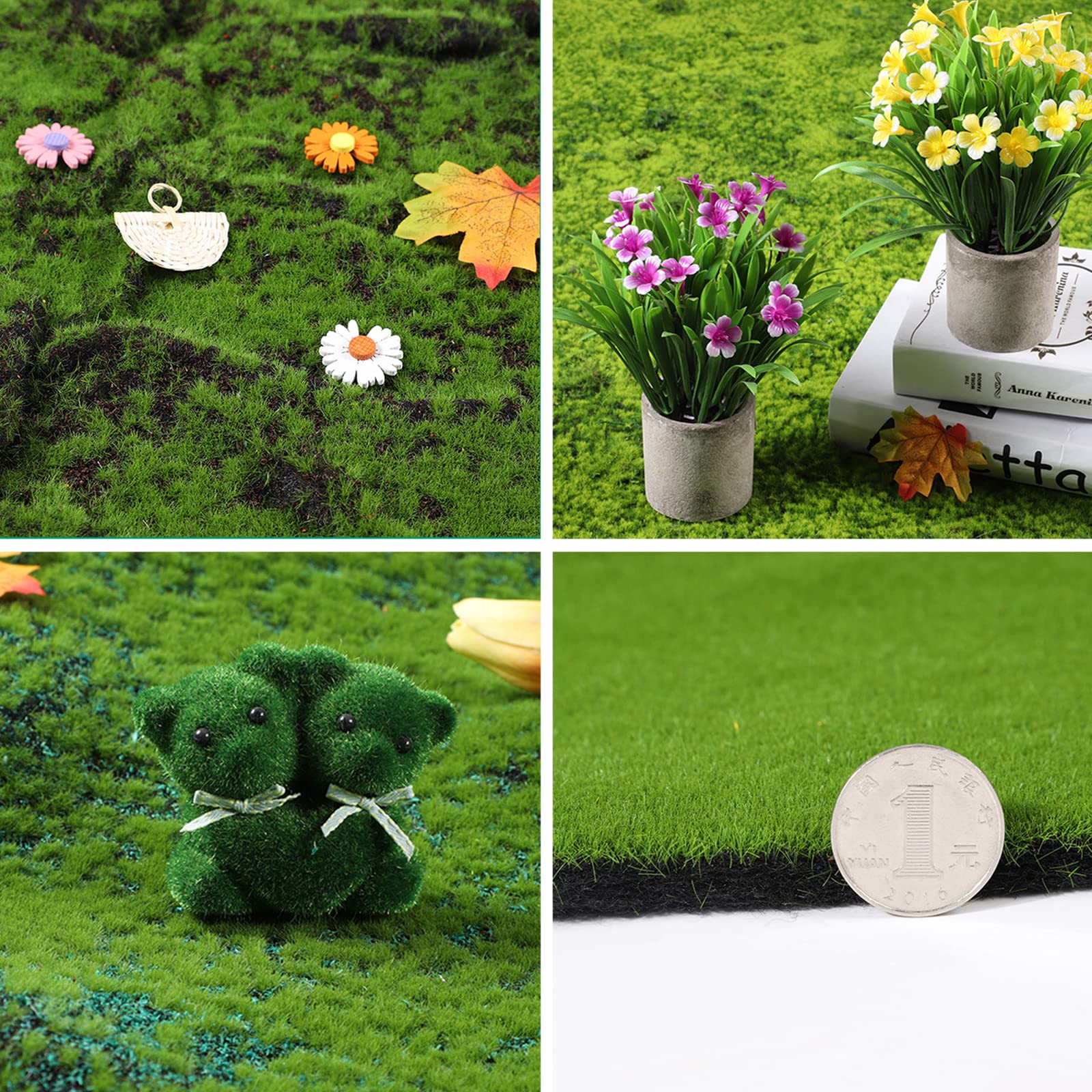Moosmatte Künstliche, Rasenteppich Kunstmoos, Kunstrasen Matte Rasenmatte, Gefälschte Moos für Hausgarten, Terrasse, DIY Deko,Bud