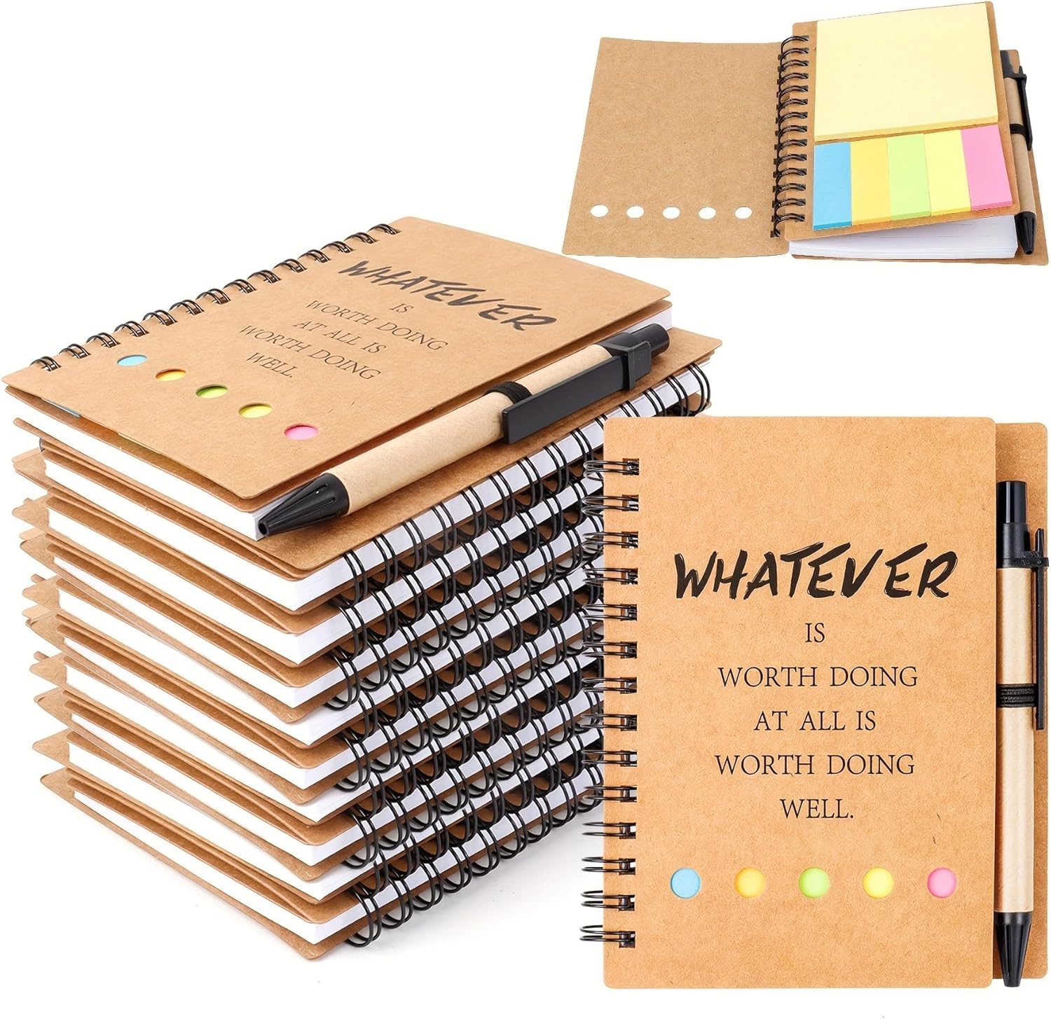 2025 Inspirational Spiral Notebook 8 Sets Portable Employee Appreciation Gifts Bulk Journals with Pen for Teachers Students Friends Colleagues Volunteer Nurse and Family Thank You Gifts 5.3'' x 4.1''