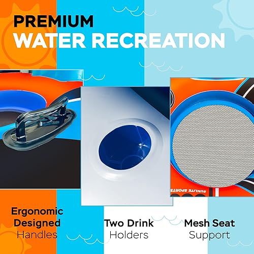Miniatura 5 de Sunlite Sports - Tubo inflable de alta resistencia para río, flotador de agua de alta calidad para descansar sobre el lago y el río, balsa acuática