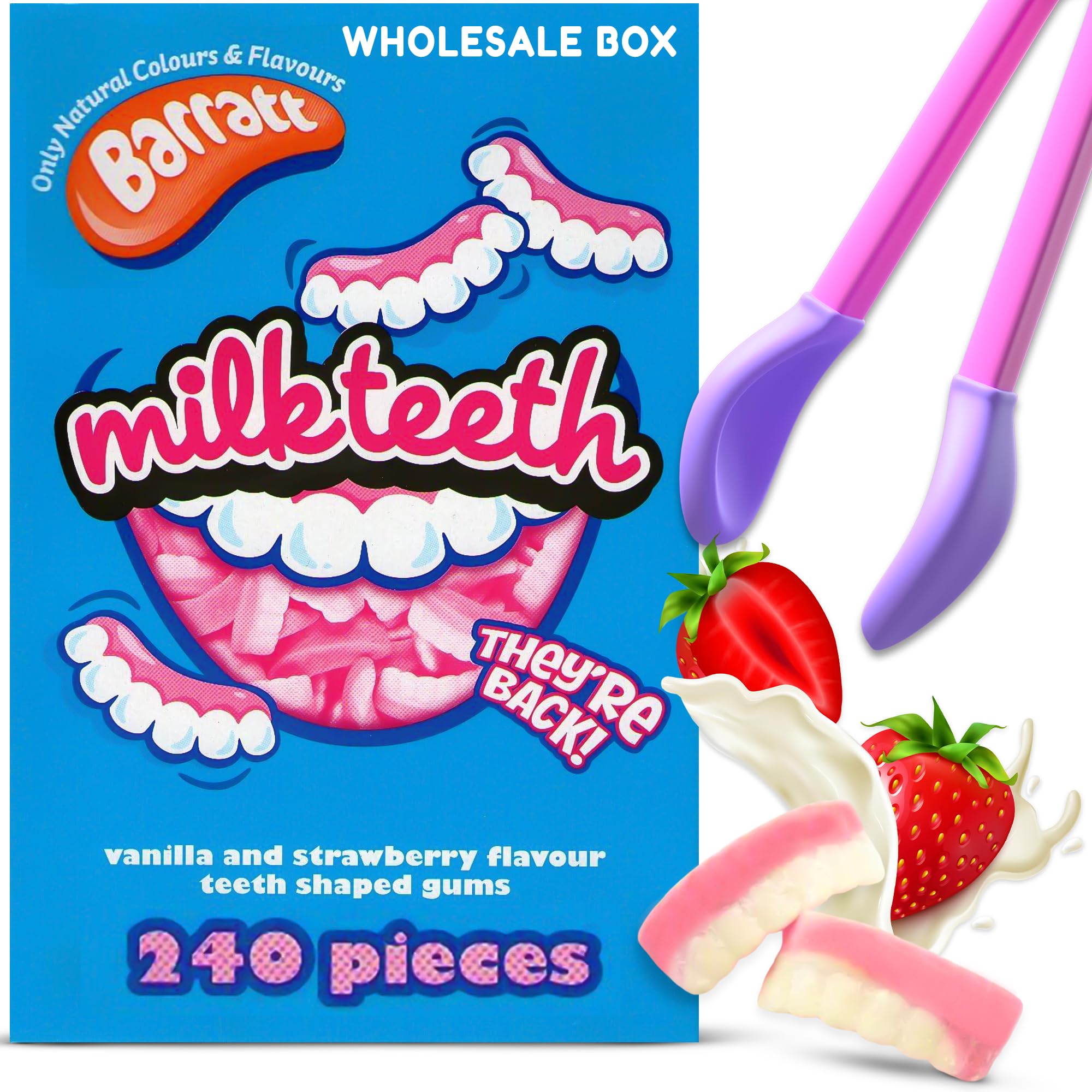 Barratts Milk Teeth Full Wholesale Box 240 Sweets from Toffeeworld