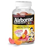 Airborne Vitamin C 500mg (per Serving) - Assorted Fruit Flavored Kids Gummies (63 Count in a Bottle), Gluten-Free Immune Support Supplement with Vitamins C E, Selenium