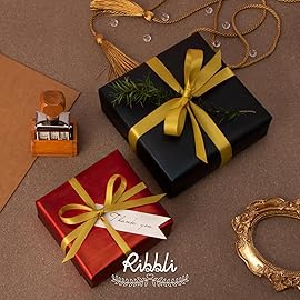 Ribbli Double Faced Gold Satin Ribbon,3/8 x Continuous 25 Yards,Use for Bows Bouquet,Gift Wrapping,Floral Arrangement