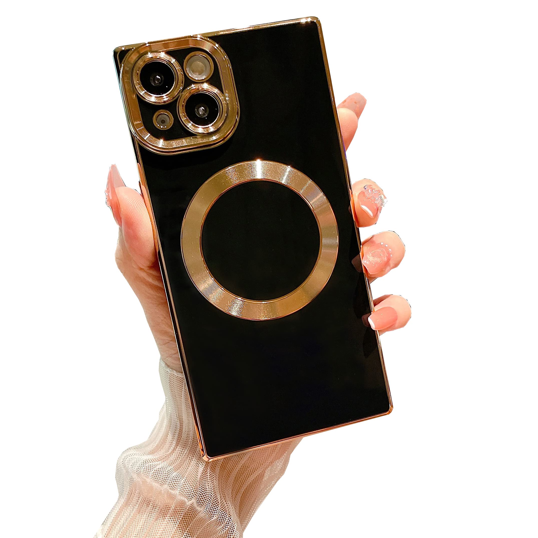 Owncase Magnetic for iPhone 14 Case, (Compatible with MagSafe) (Full Camera Lens Protection) (Reinforced Corners) Shockproof Soft TPU Electroplate