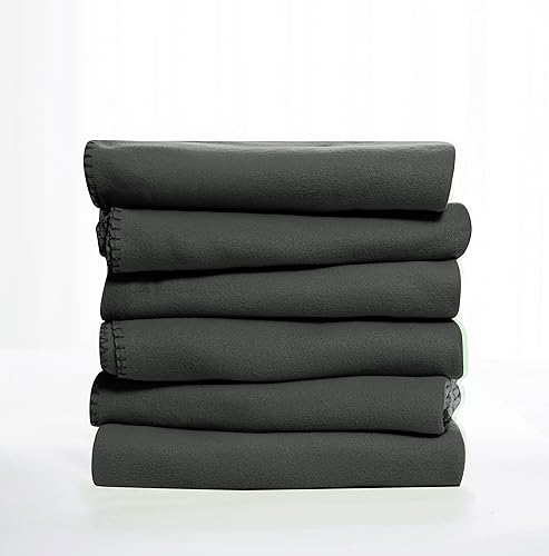 Miniatura 2 de Juego de mantas de forro polar a granel para viajes, niños, exteriores, bodas, mascotas (negro y gris, paquete de 6 unidades de 50 x 60 pulgadas)