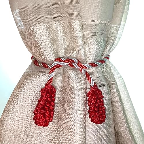 Miniatura 5 de Corbatas decorativas flexibles de Navidad, reutilizables y anudadas para envolver regalos de Navidad (25, rojo y blanco)